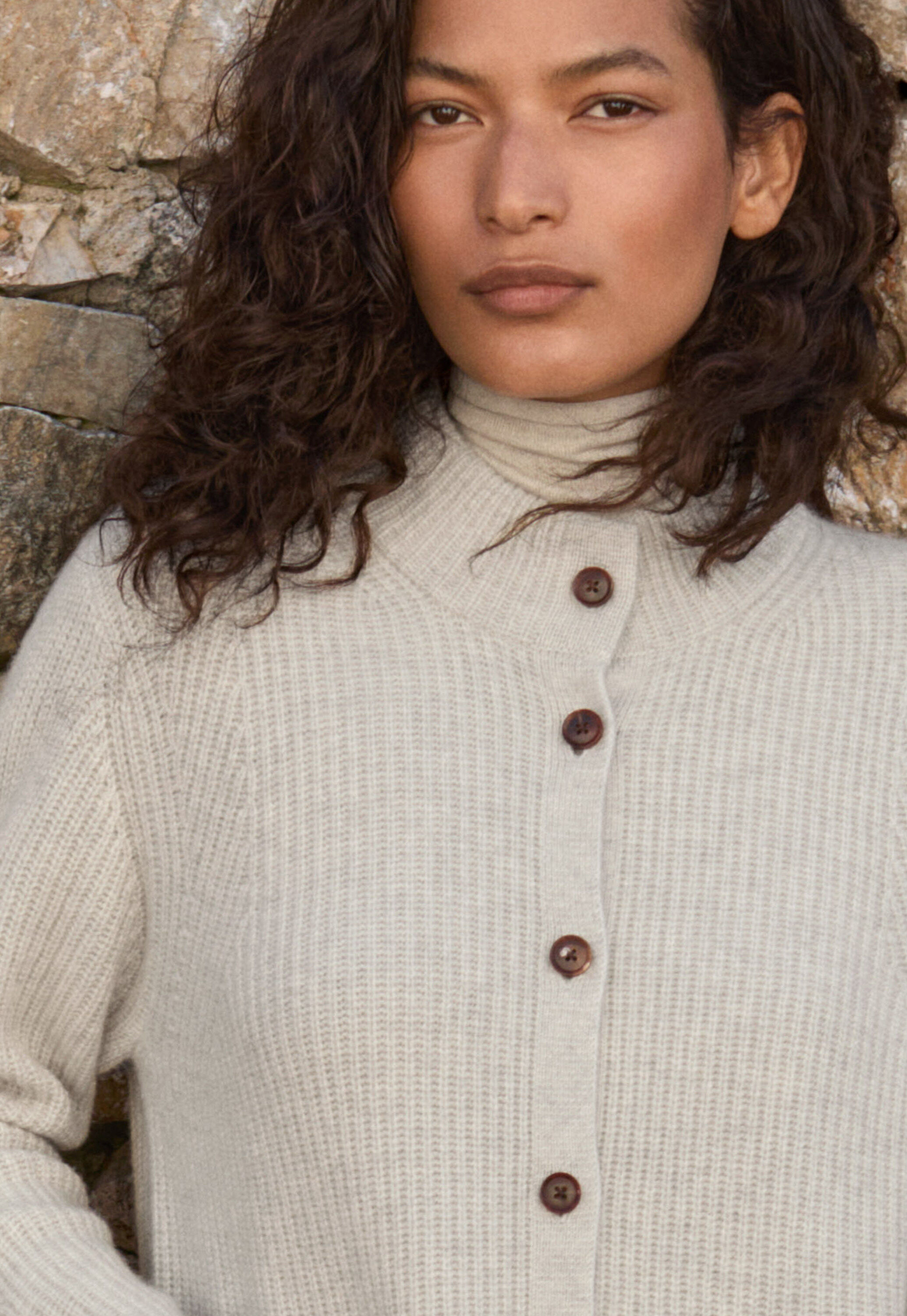 Rippstrick-Cardigan, Perlgrau, large