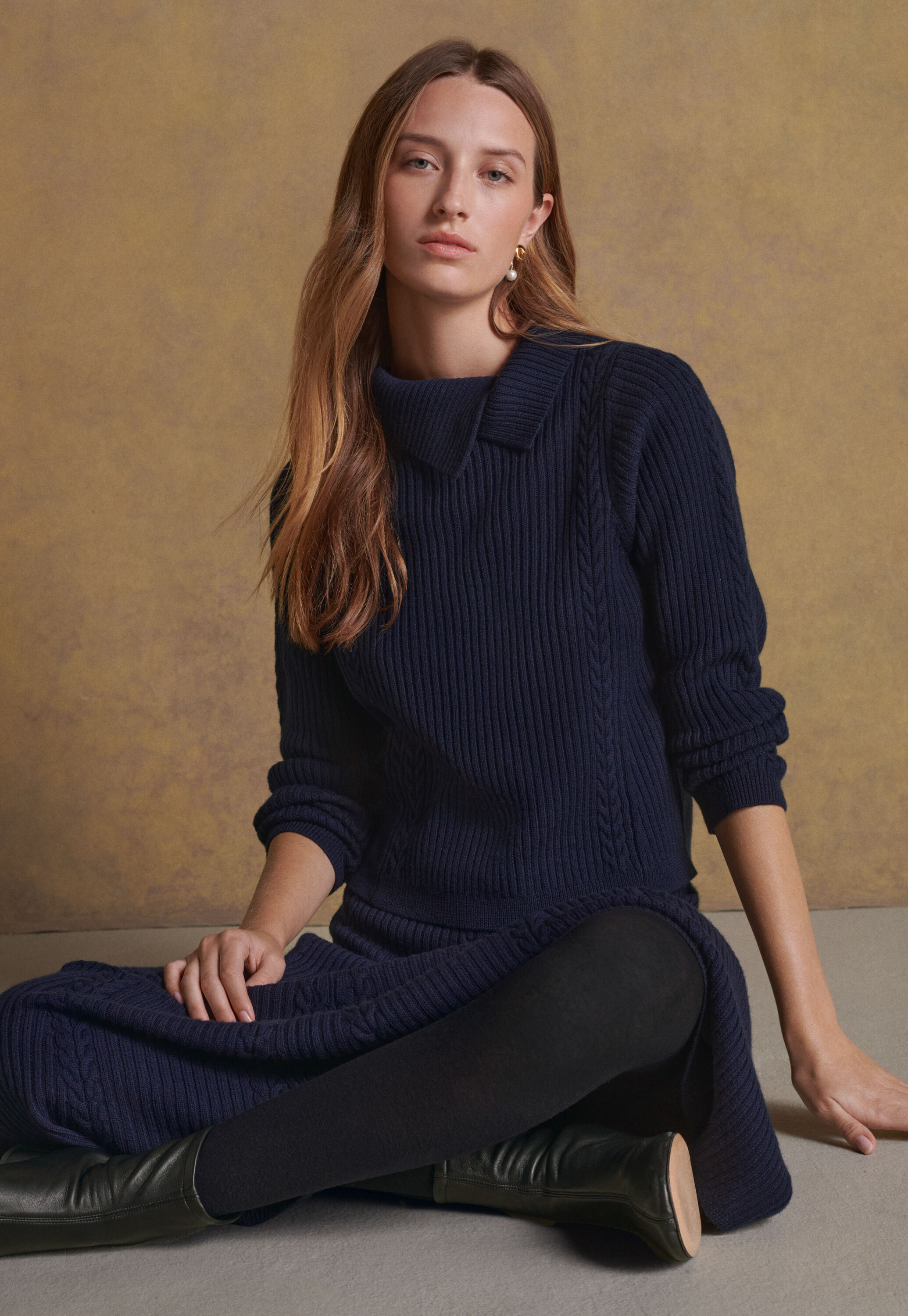 Pullover mit Ripp- und Zopfmuster