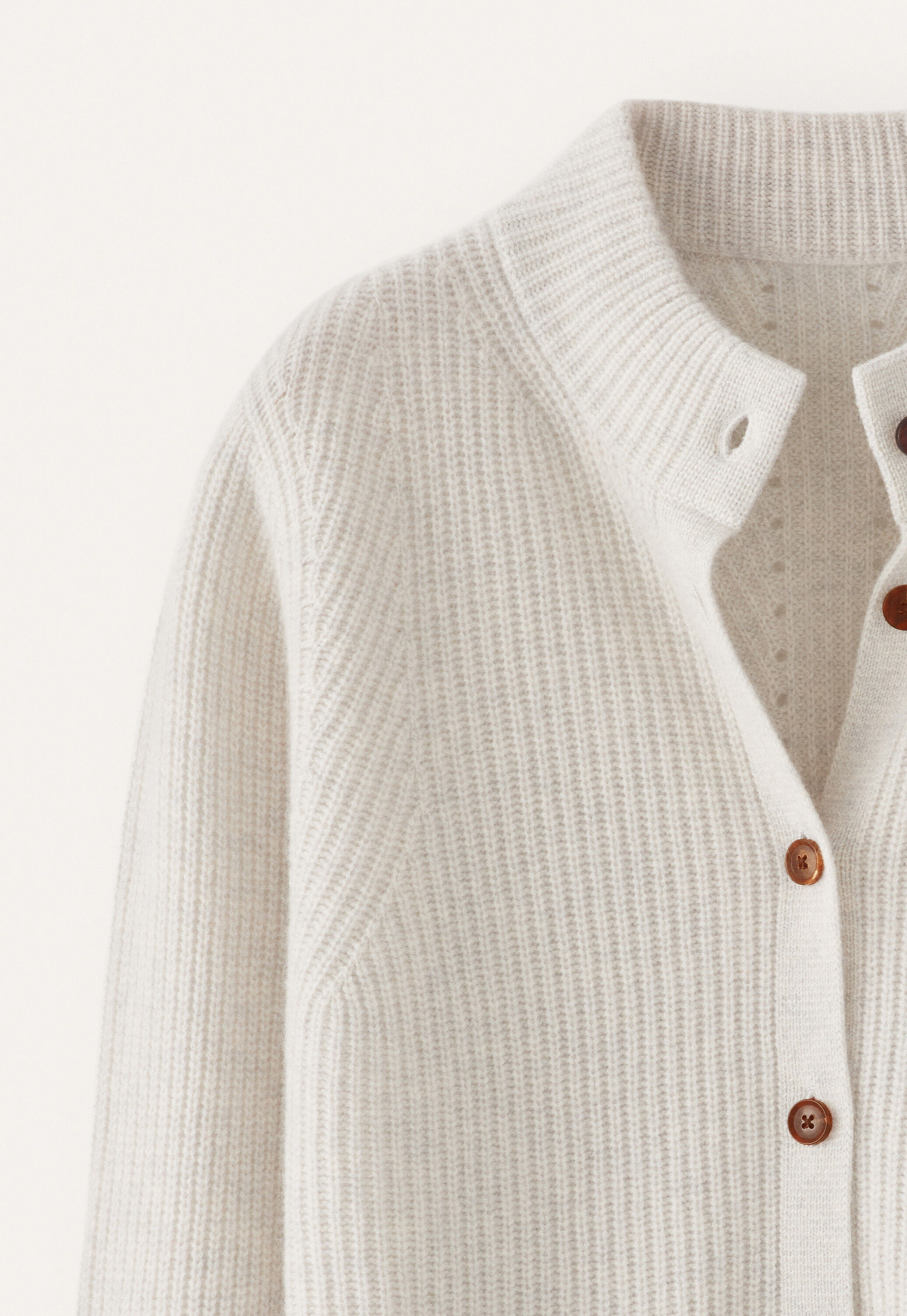 Rippstrick-Cardigan, Perlgrau, large