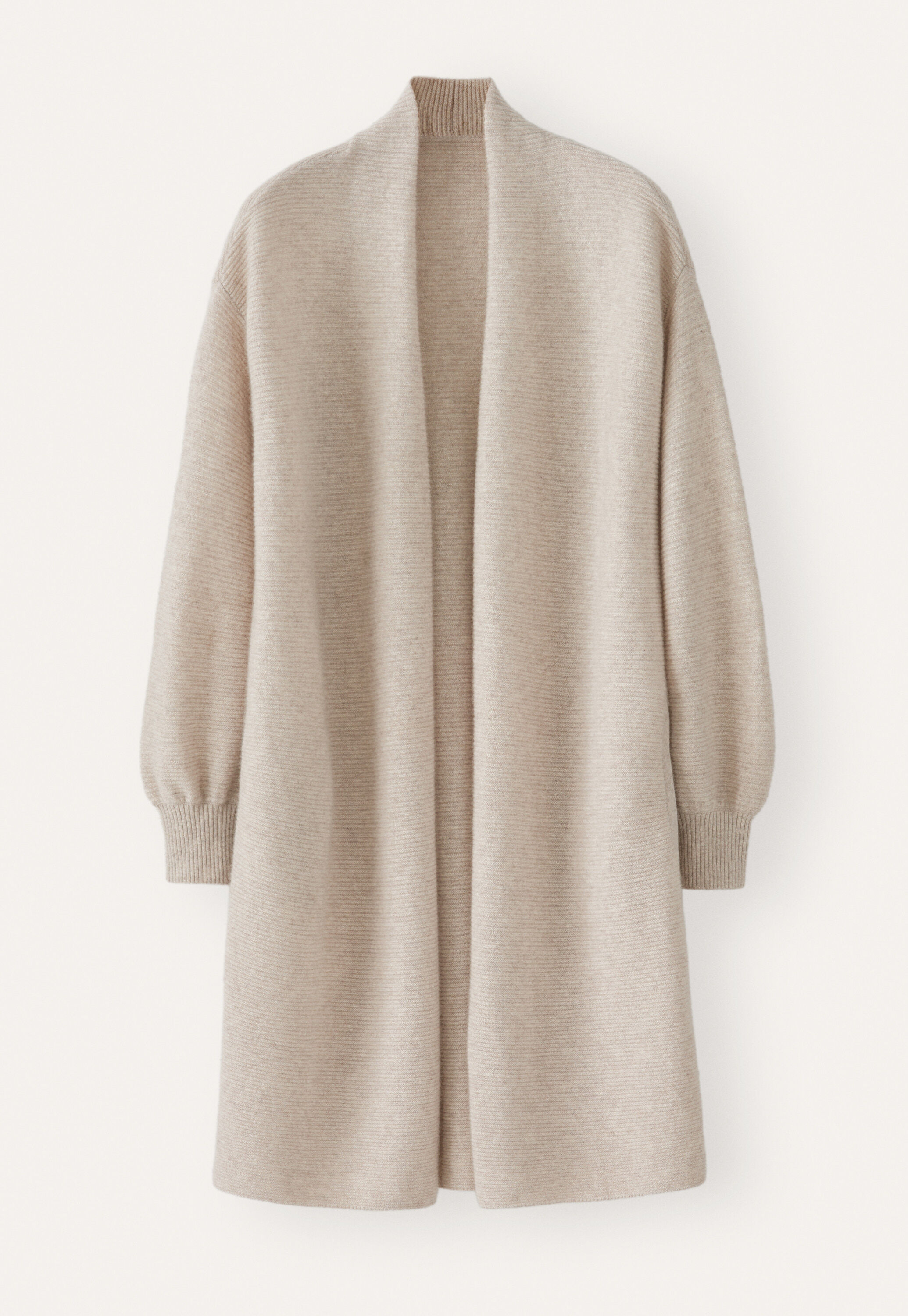 Langer Cardigan, Ecru/Rehbraun, large