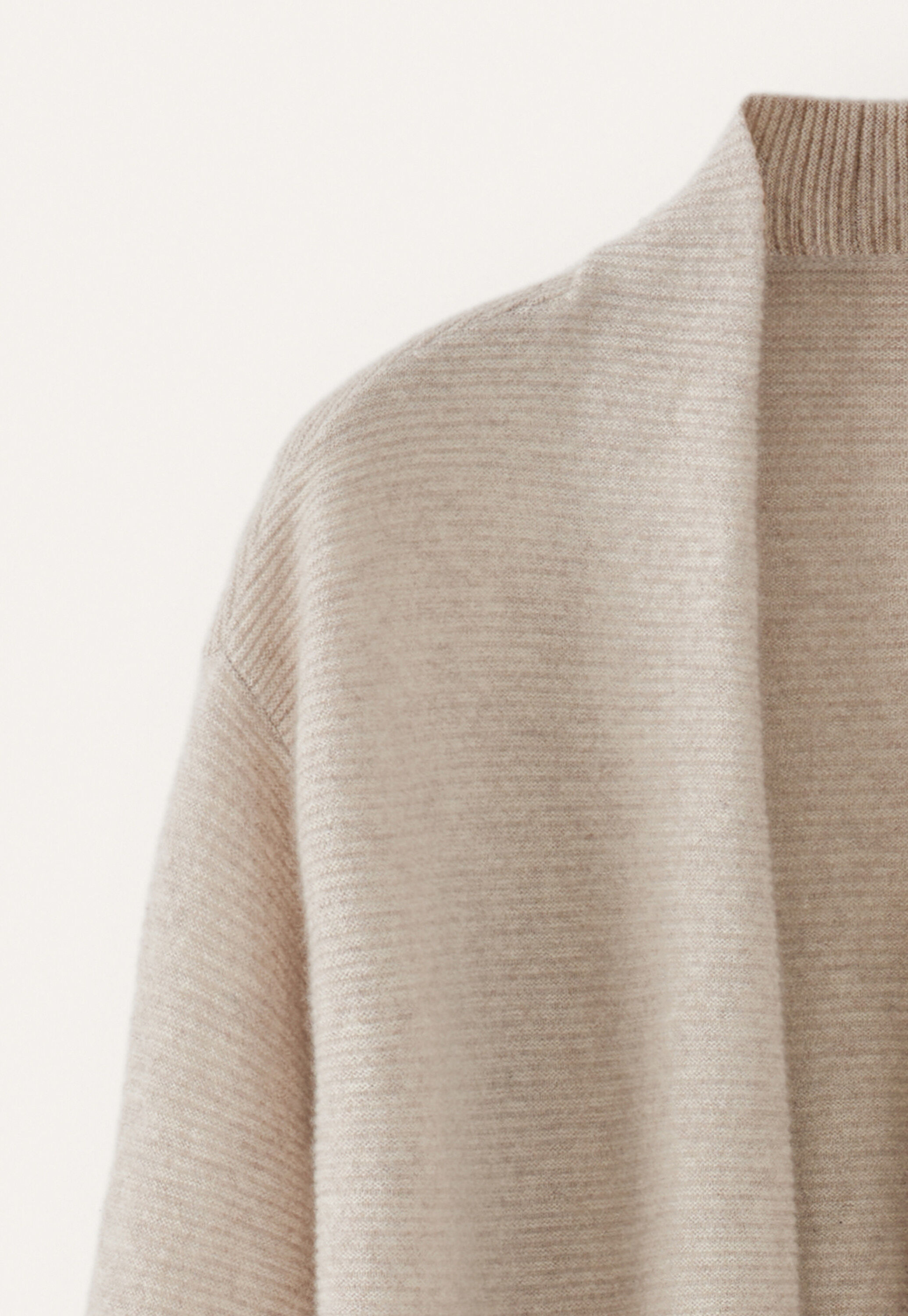 Langer Cardigan, Ecru/Rehbraun, large