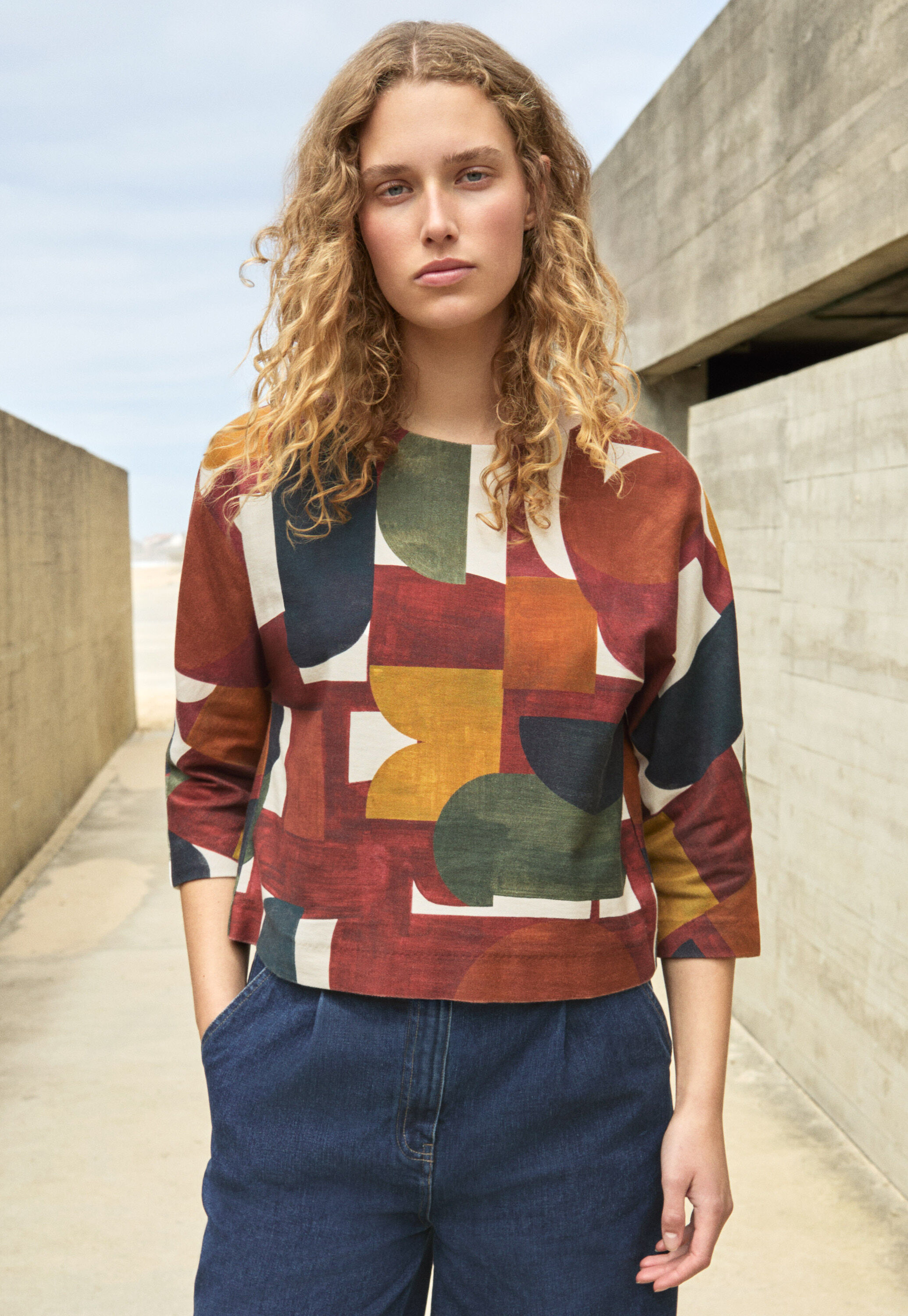 Bedrucktes Jersey-Oberteil