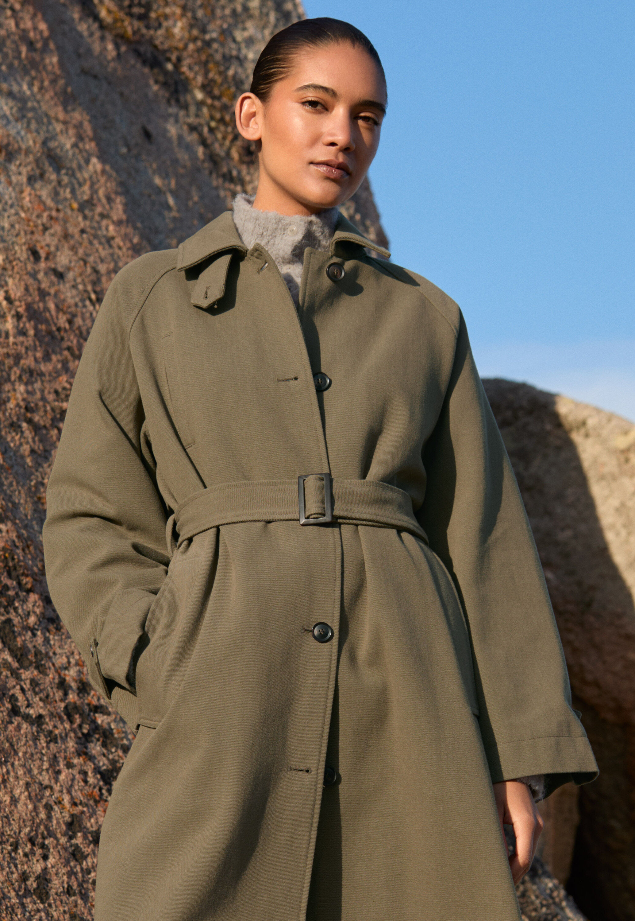 Trench coat, Zartes Khaki, large