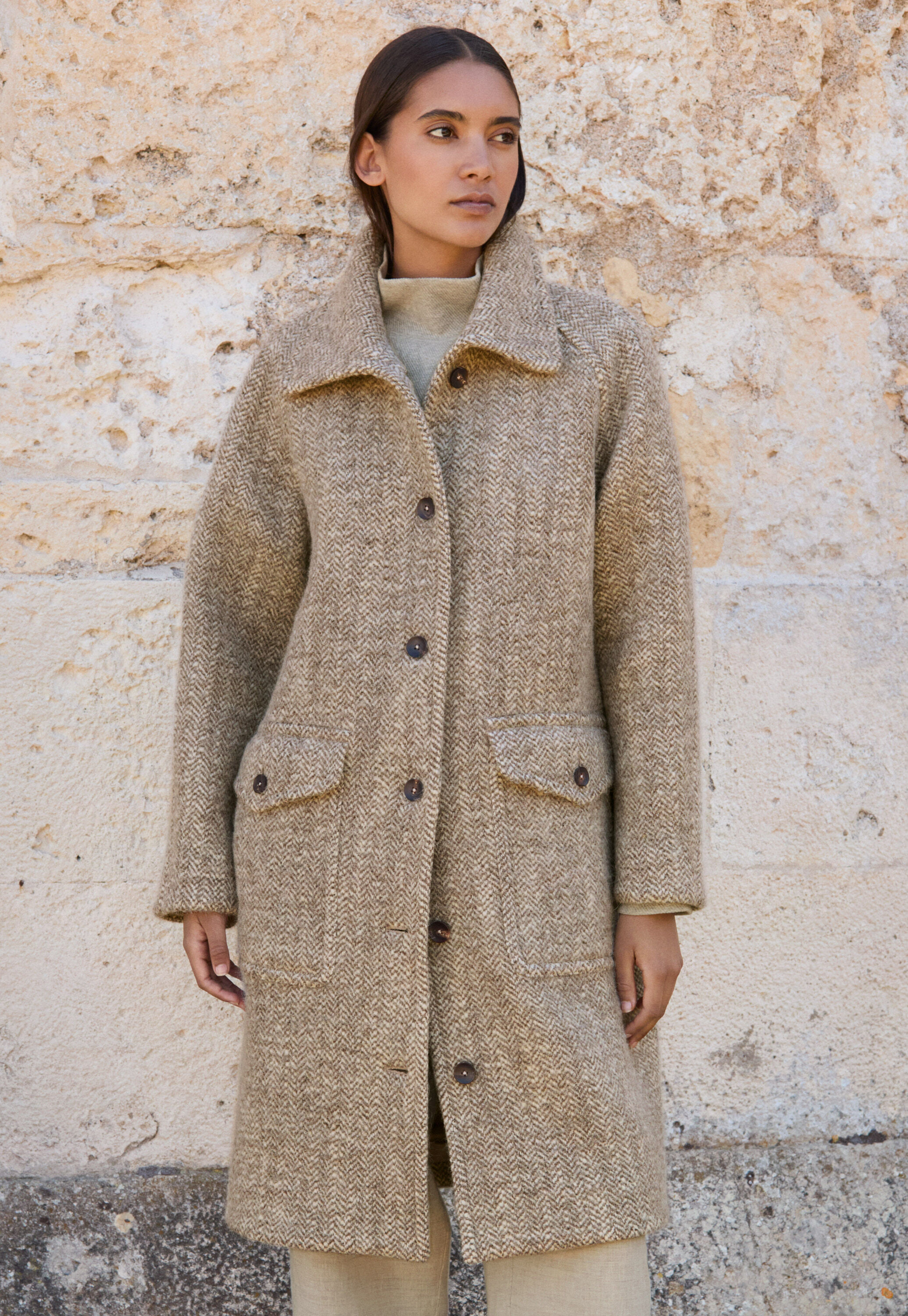 Herringbone coat, Natur/Rehbraun, large