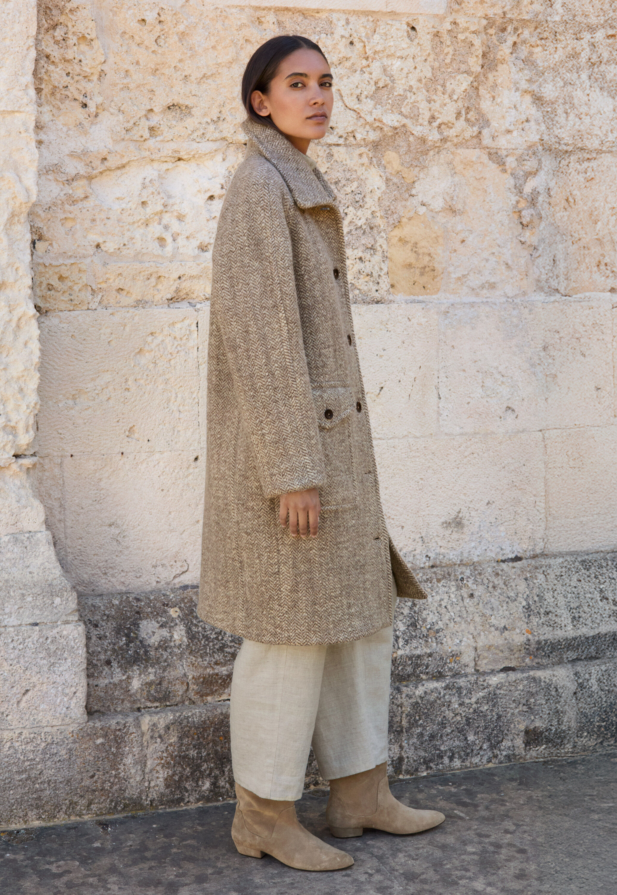 Herringbone coat, Natur/Rehbraun, large