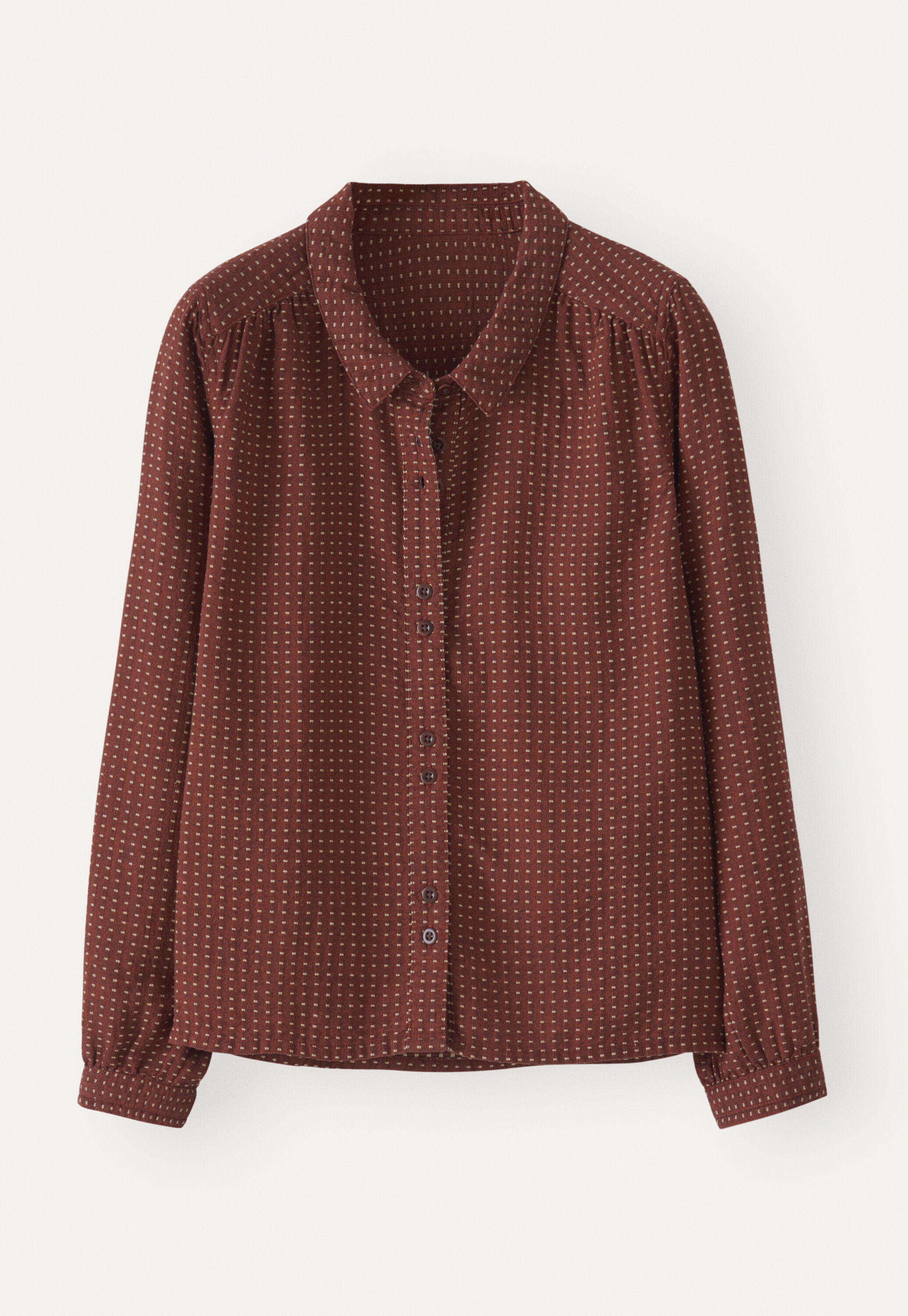 Bluse mit eingewebten Punkten, Rostrot, large