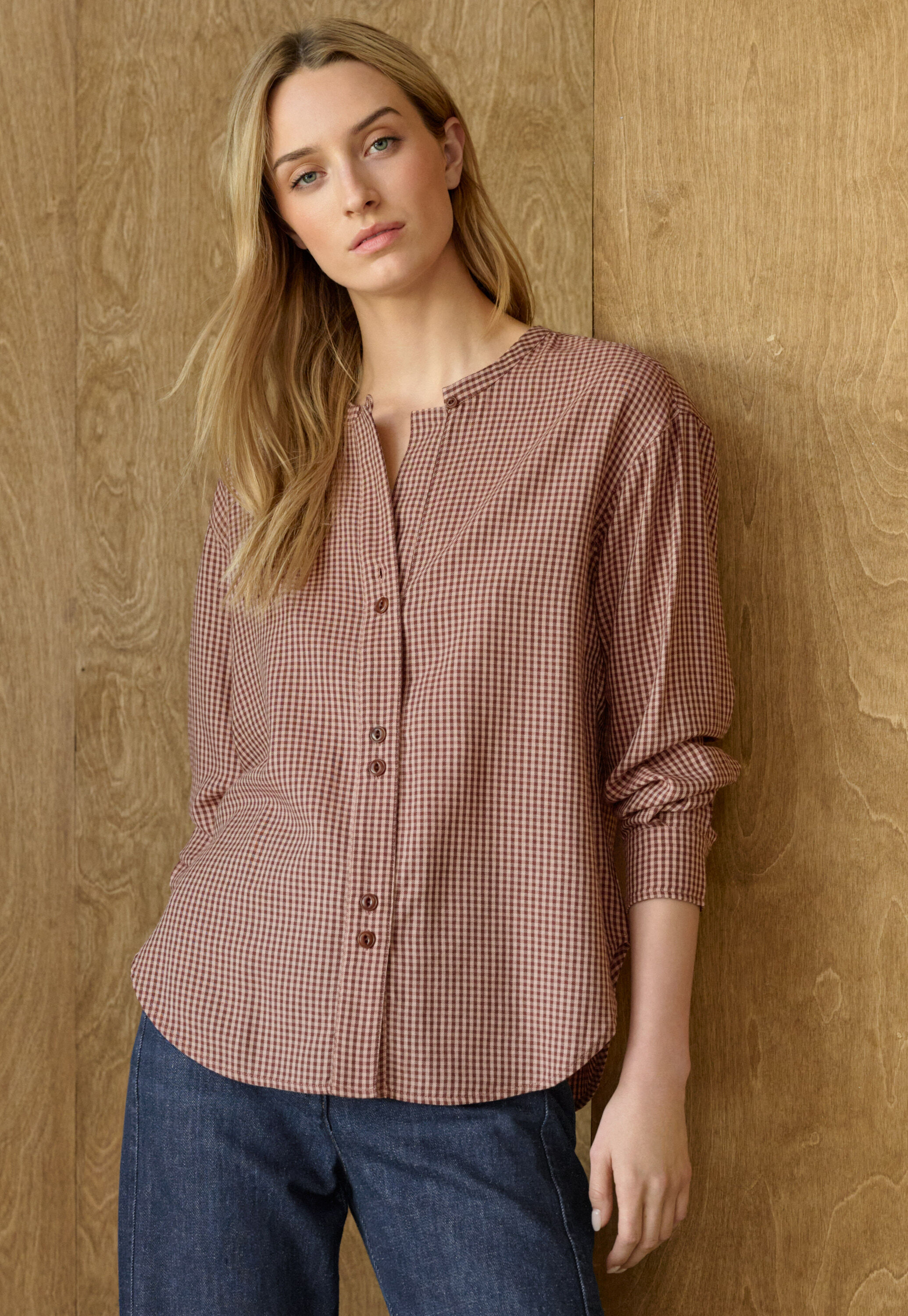 Vichy-Karo-Bluse, Marone/Kirsche, large