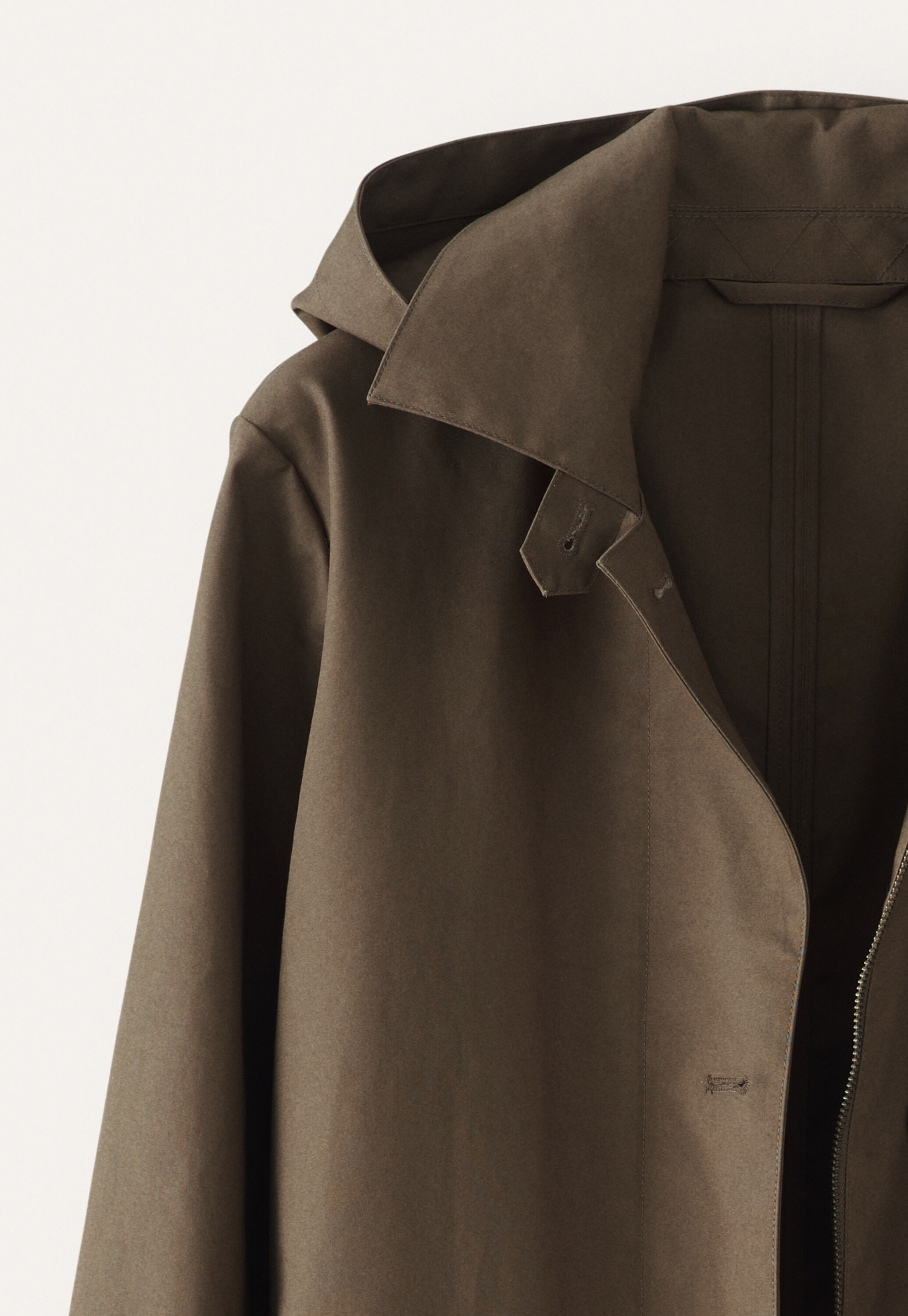 Trenchcoat mit Kapuze, Khakigrau, large