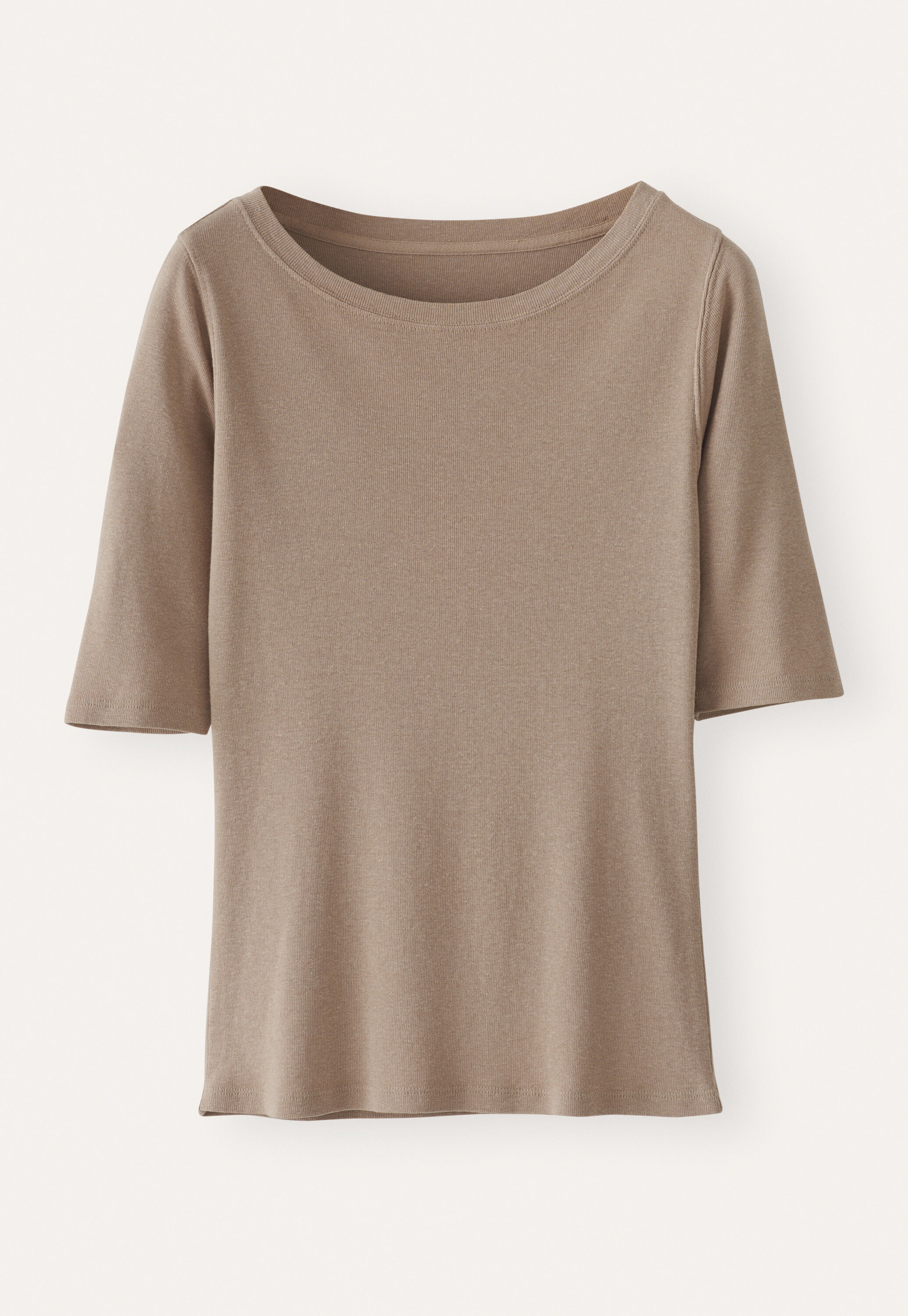 Geripptes Jersey-Oberteil, Taupe, large
