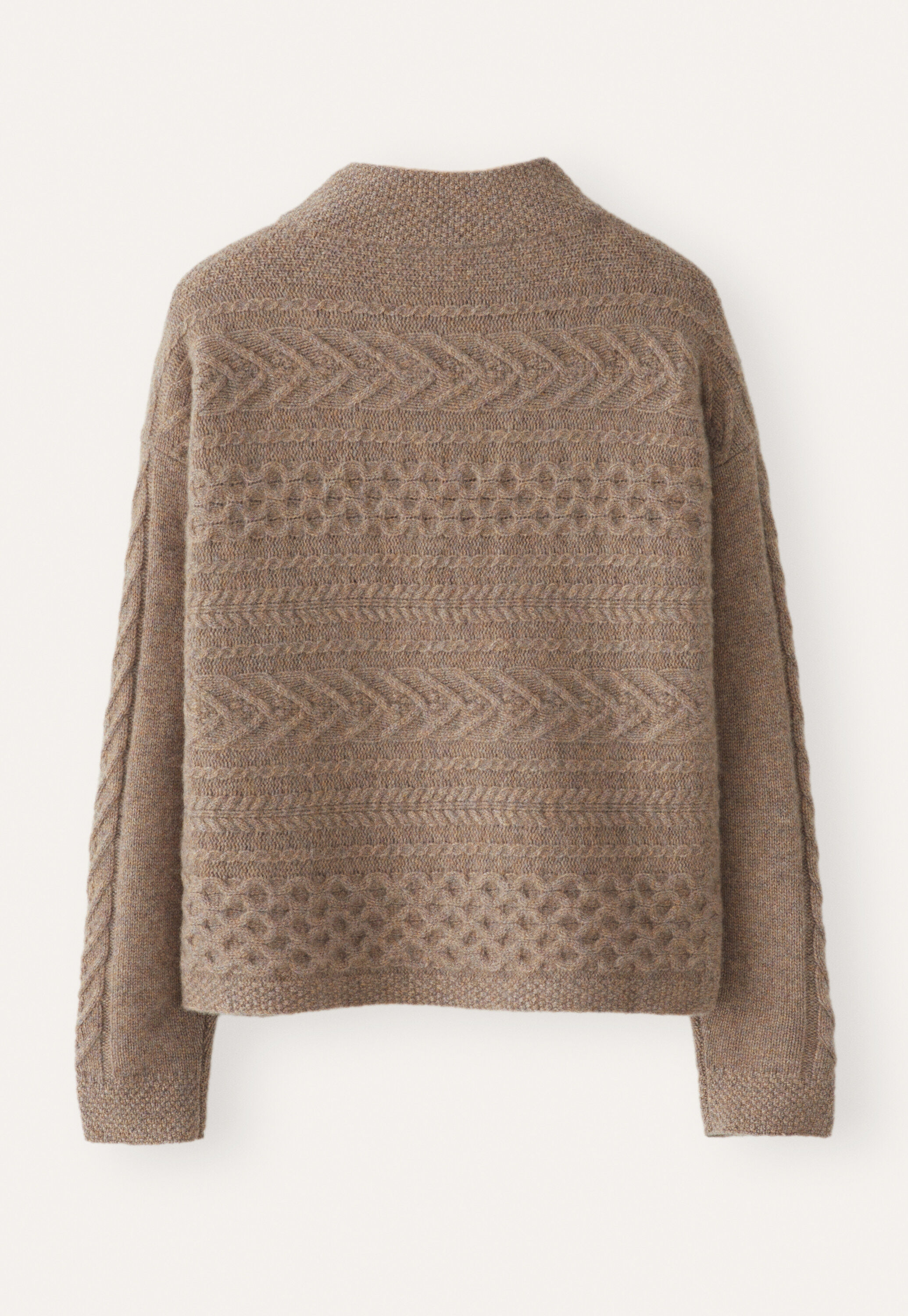 Pullover mit Zopfmuster, Caf&eacute; Latte, large