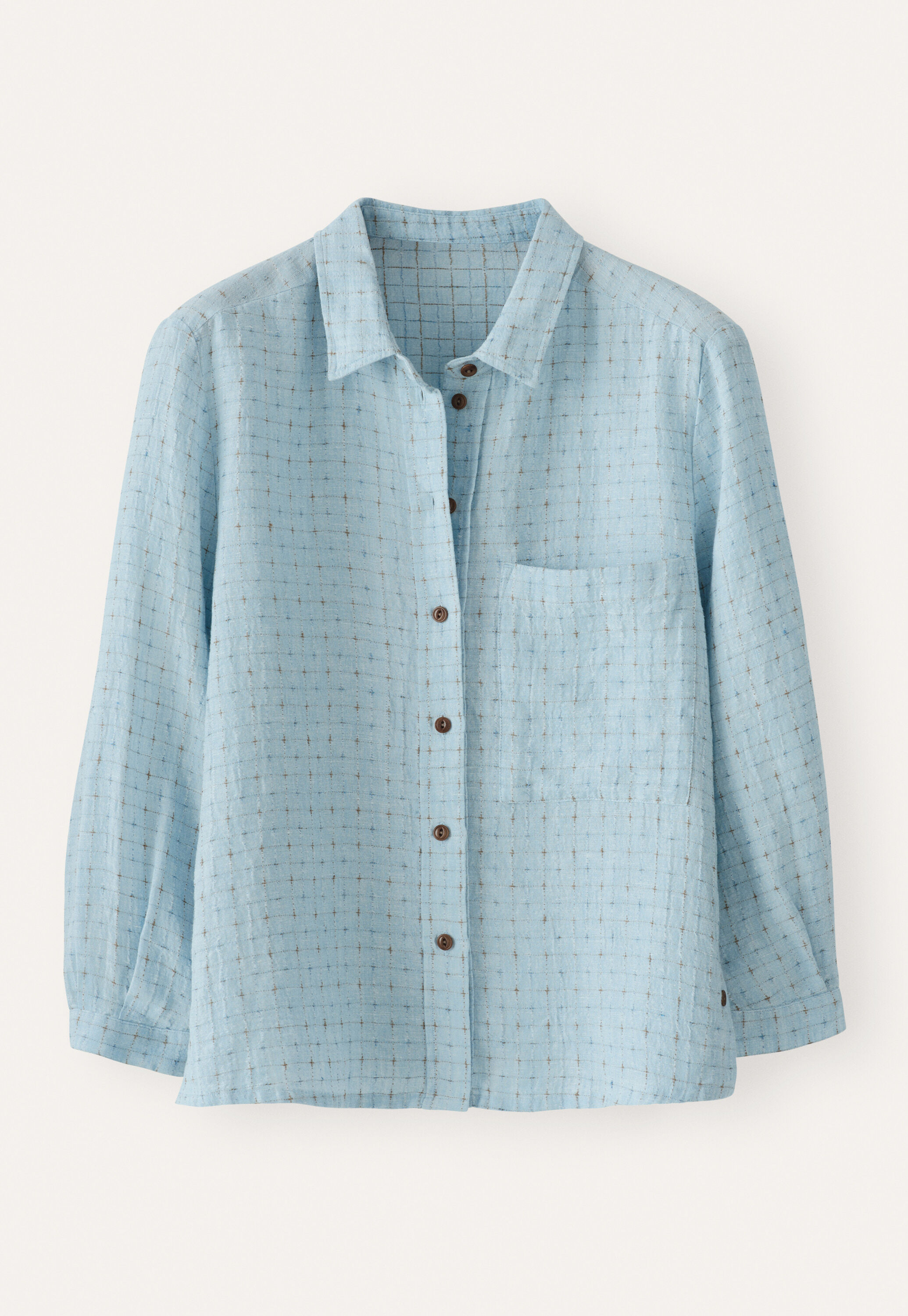 Bluse mit eingewebtem Kreuzmuster, Zartes Blau, large