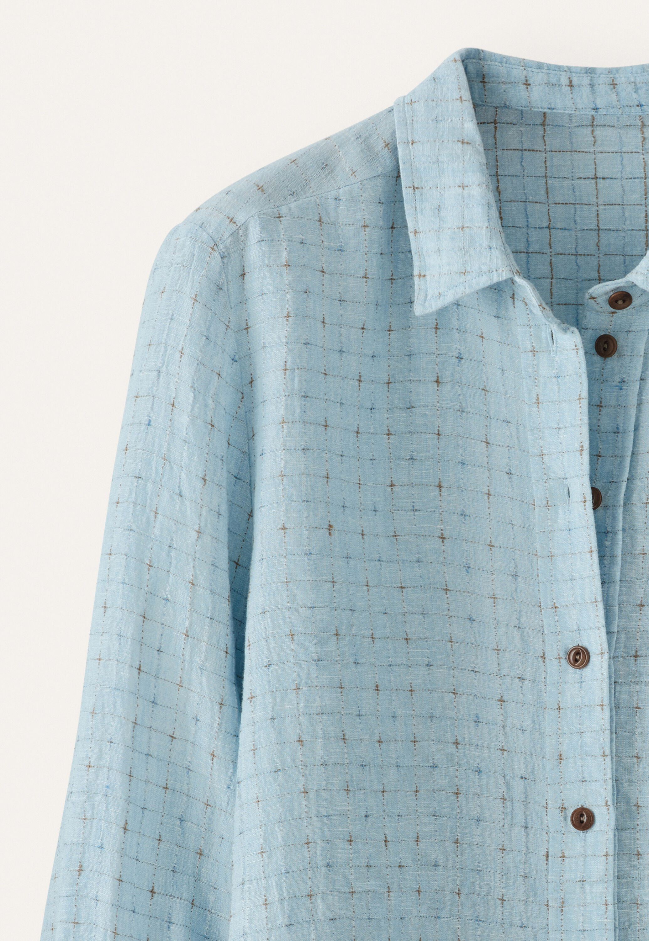 Bluse mit eingewebtem Kreuzmuster, Zartes Blau, large