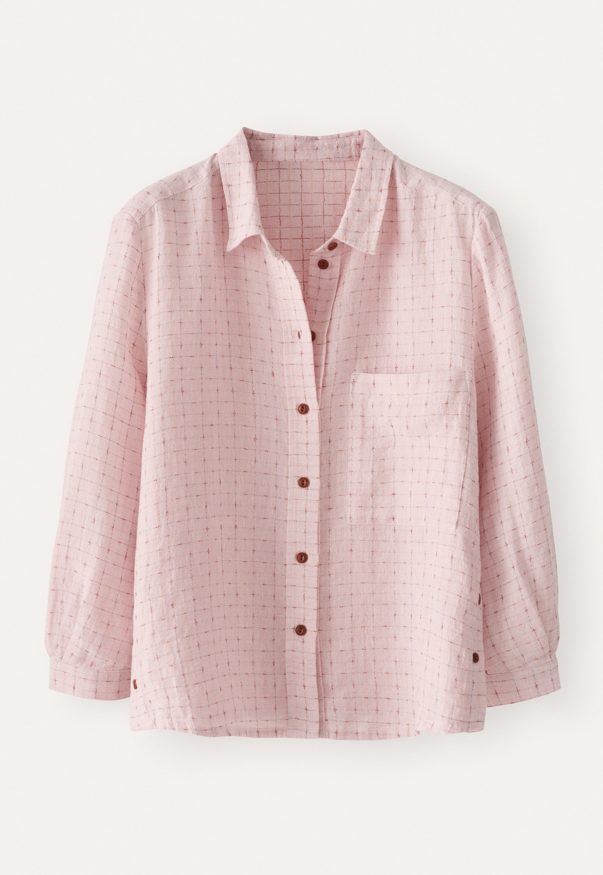 Bluse mit eingewebtem Kreuzmuster, Zartes Rosa, large