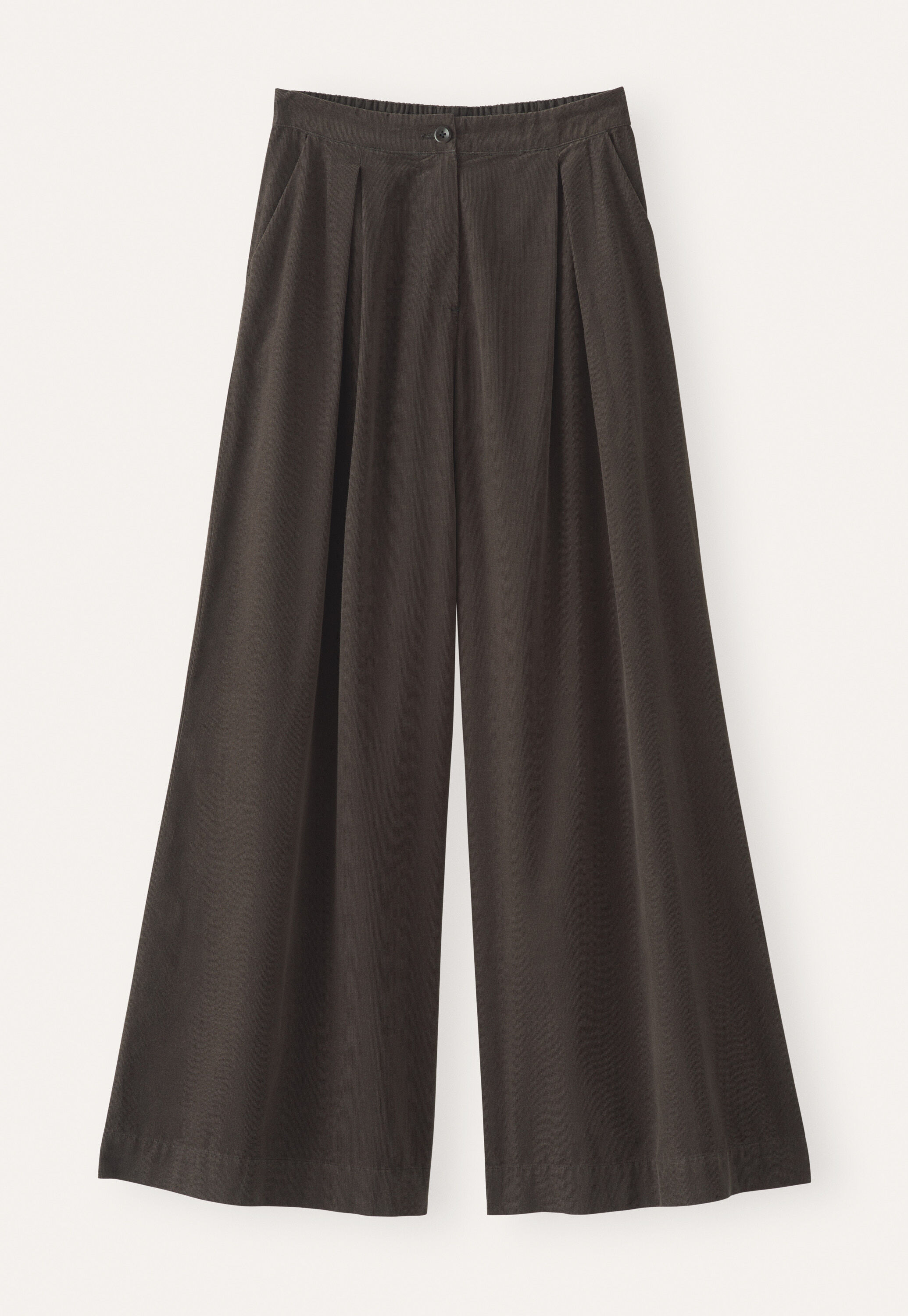 Weitbeinige Hose aus Feincord, Esspresso, large
