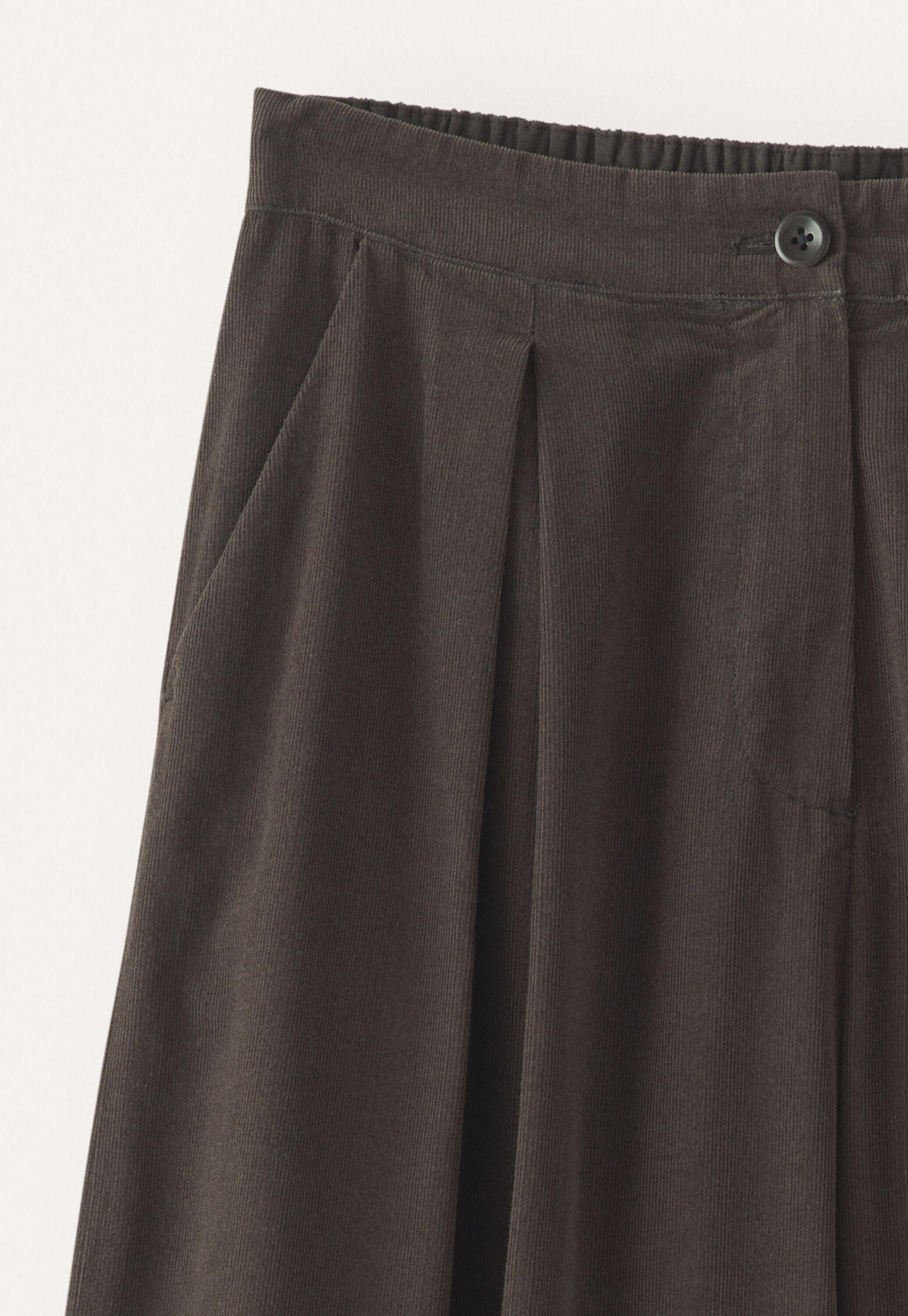 Weitbeinige Hose aus Feincord, Esspresso, large