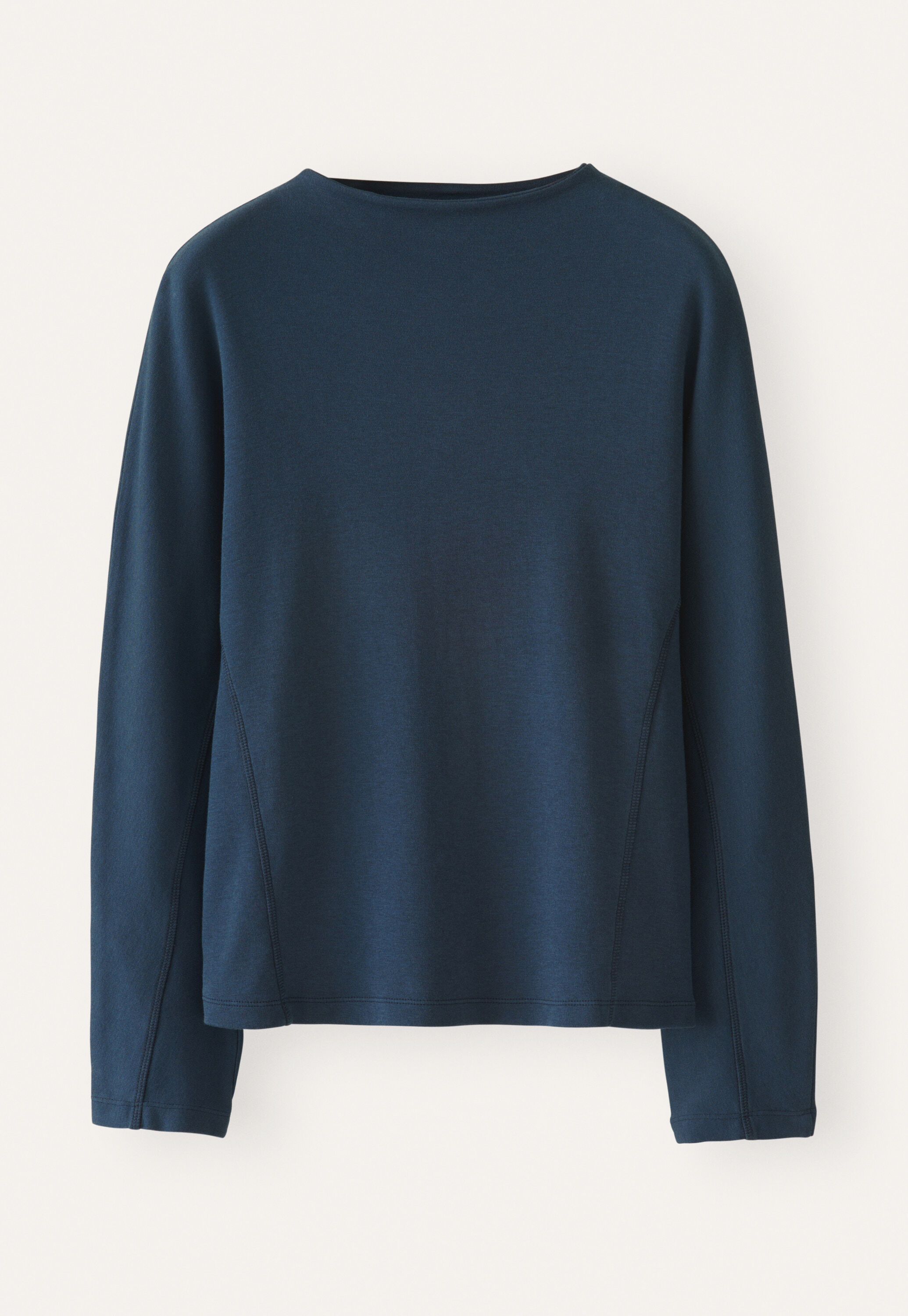 Jersey-Oberteil mit hohem Kragen, Dunkelblau, large