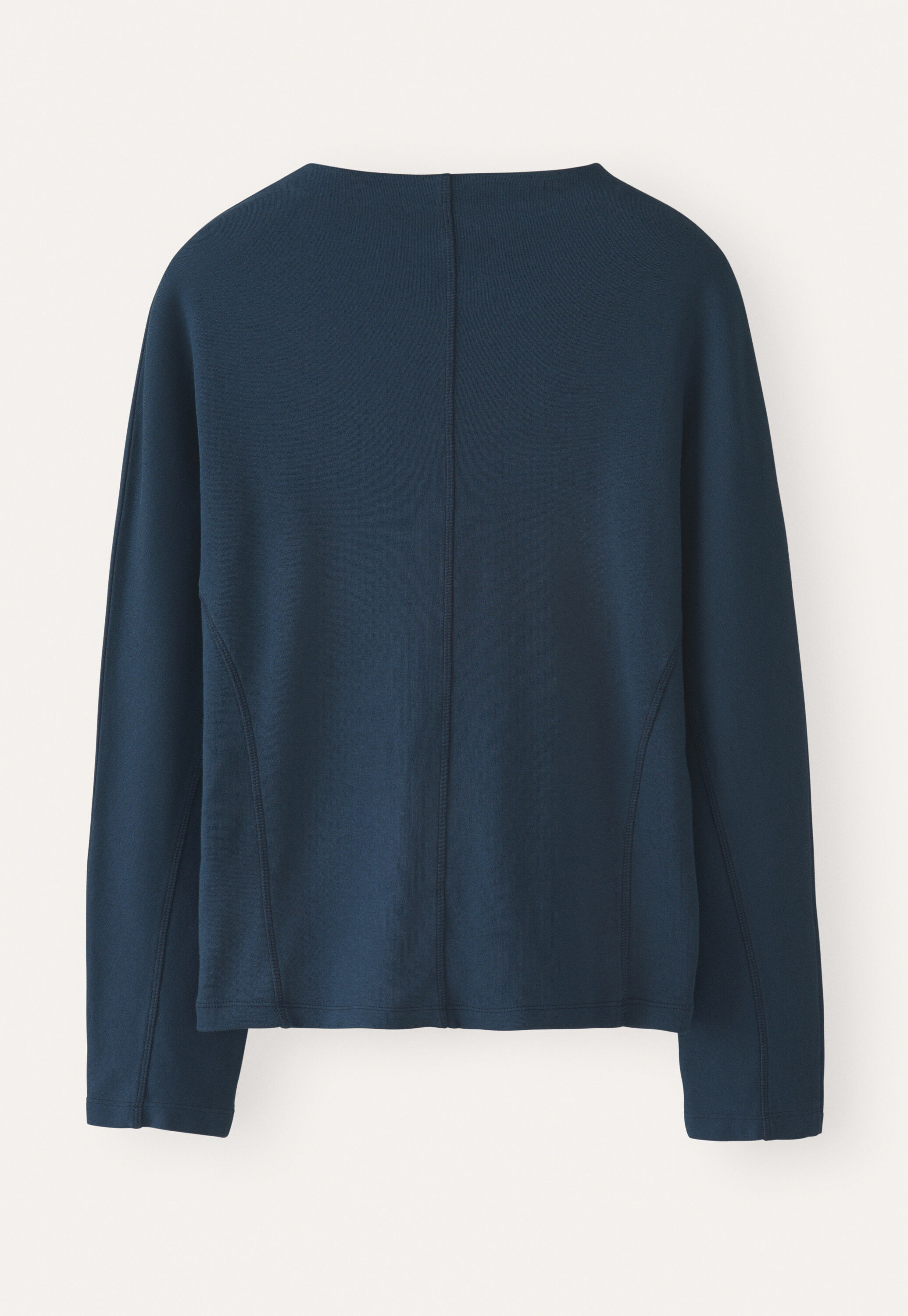 Jersey-Oberteil mit hohem Kragen, Dunkelblau, large