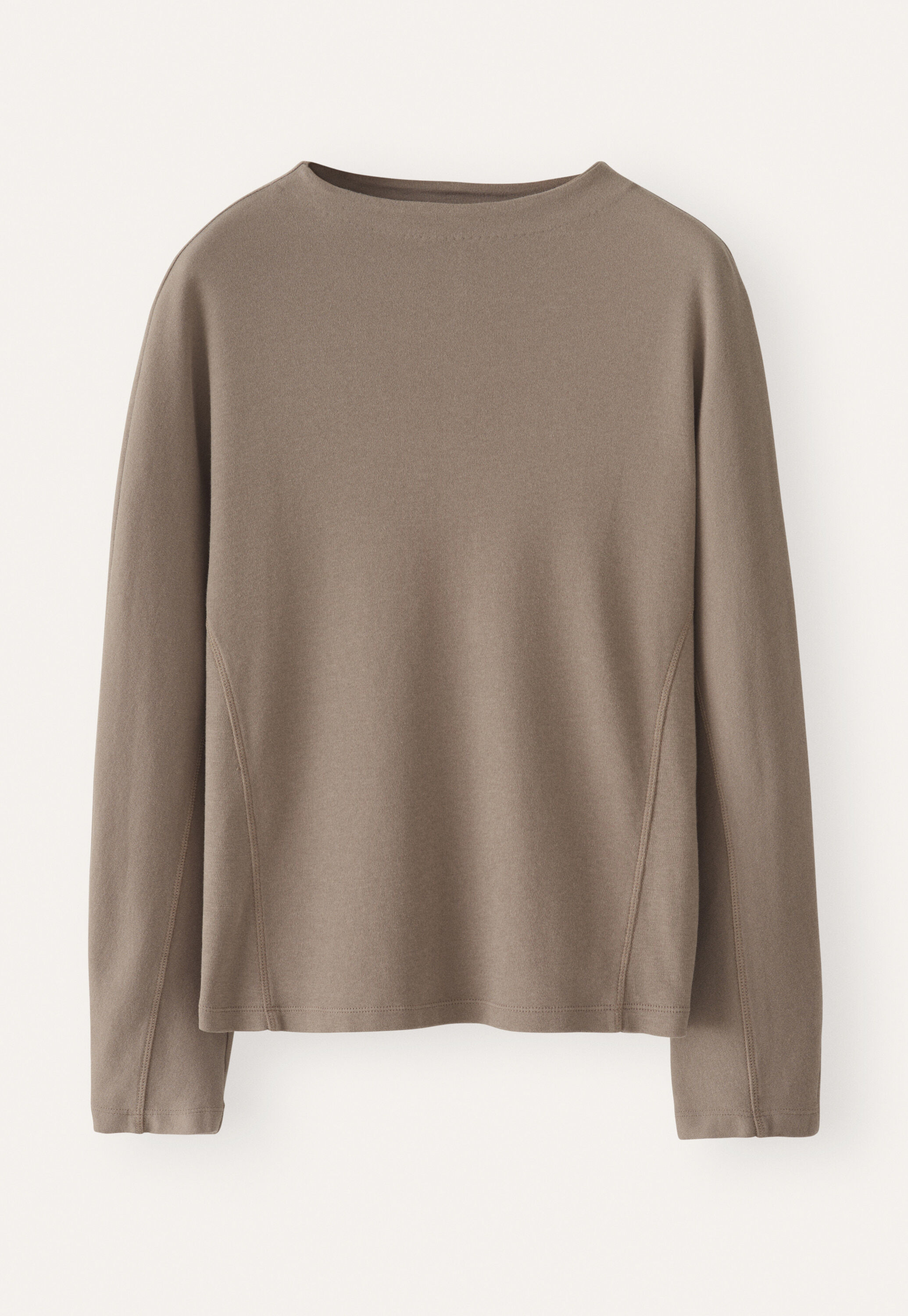 Jersey-Oberteil mit hohem Kragen, Dunkler Nerz, large
