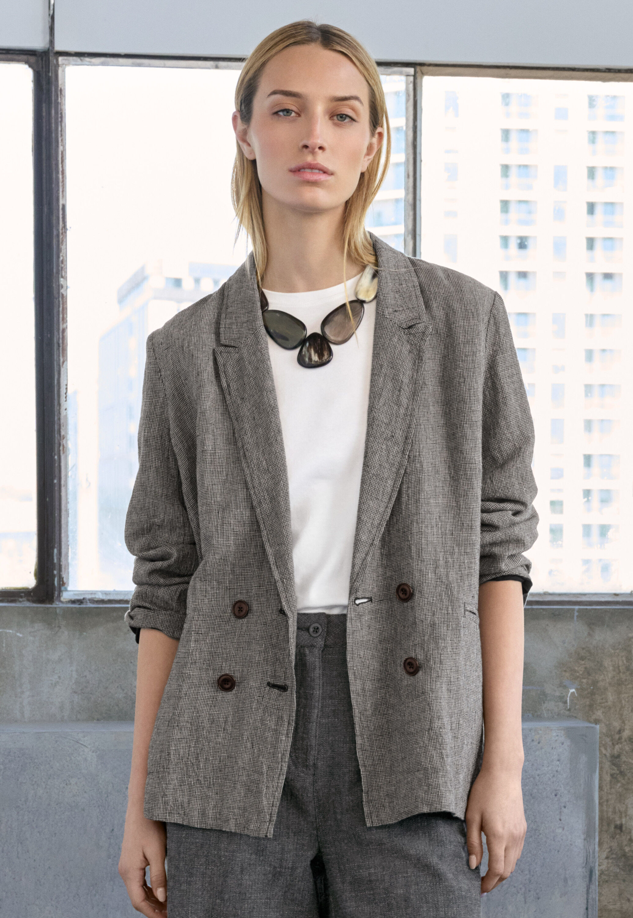 Zweireihige Jacke, Monochrom, large