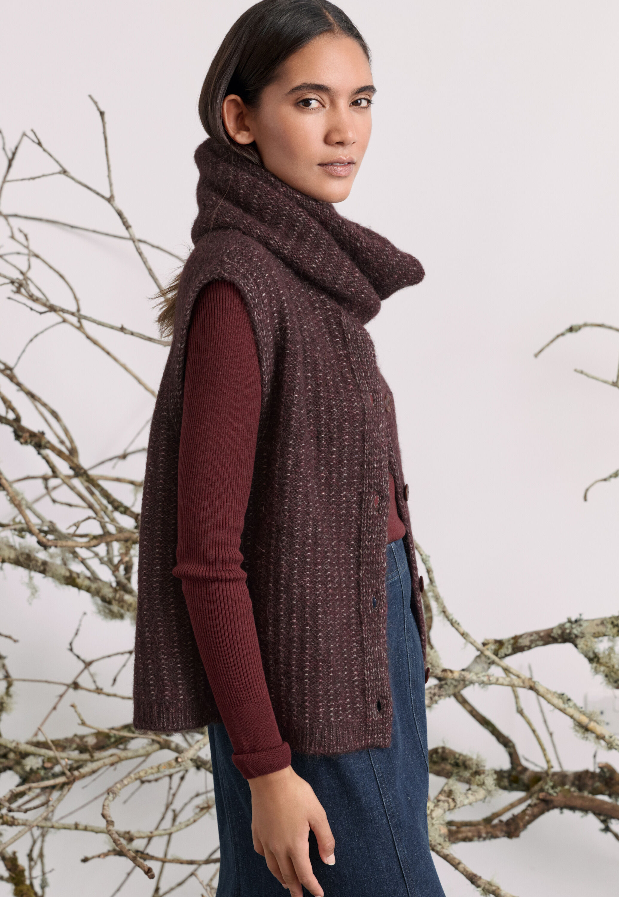 Strick-Snood, Maronenbraun, large