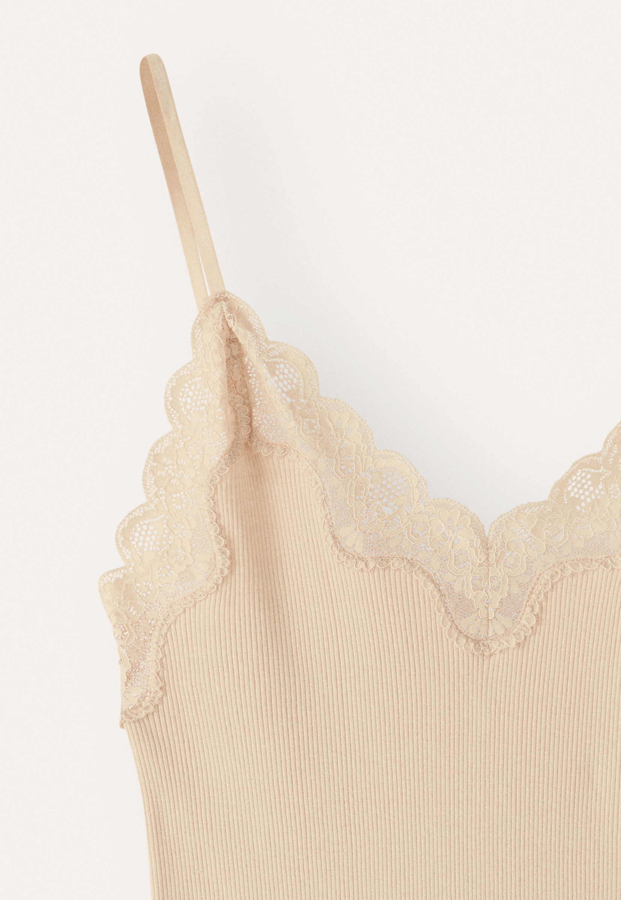 Tr&auml;ger-Top mit Spitzenbesatz, Creme, large