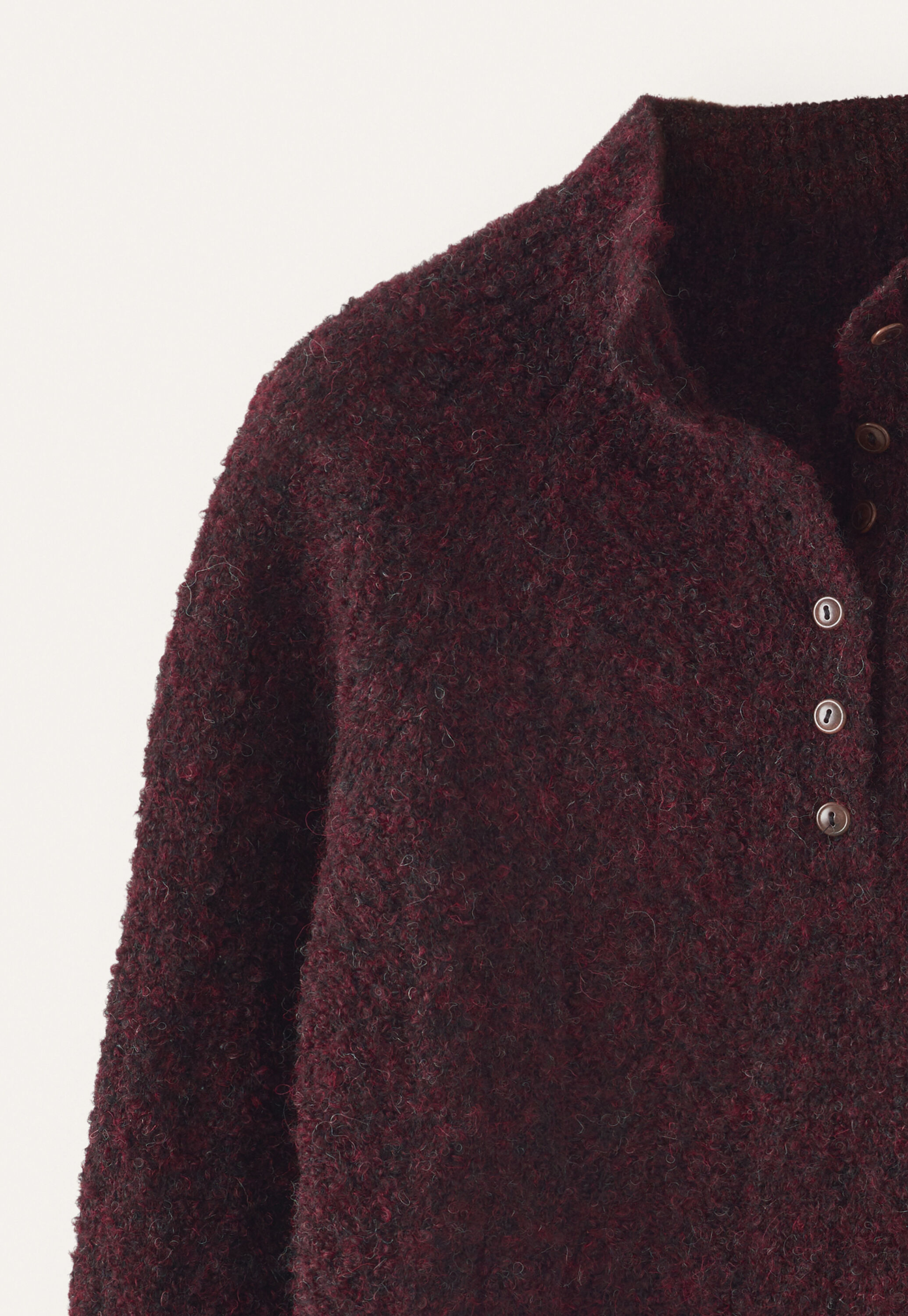 Pullover mit gekn&ouml;pftem Kragen, Weinrot, large