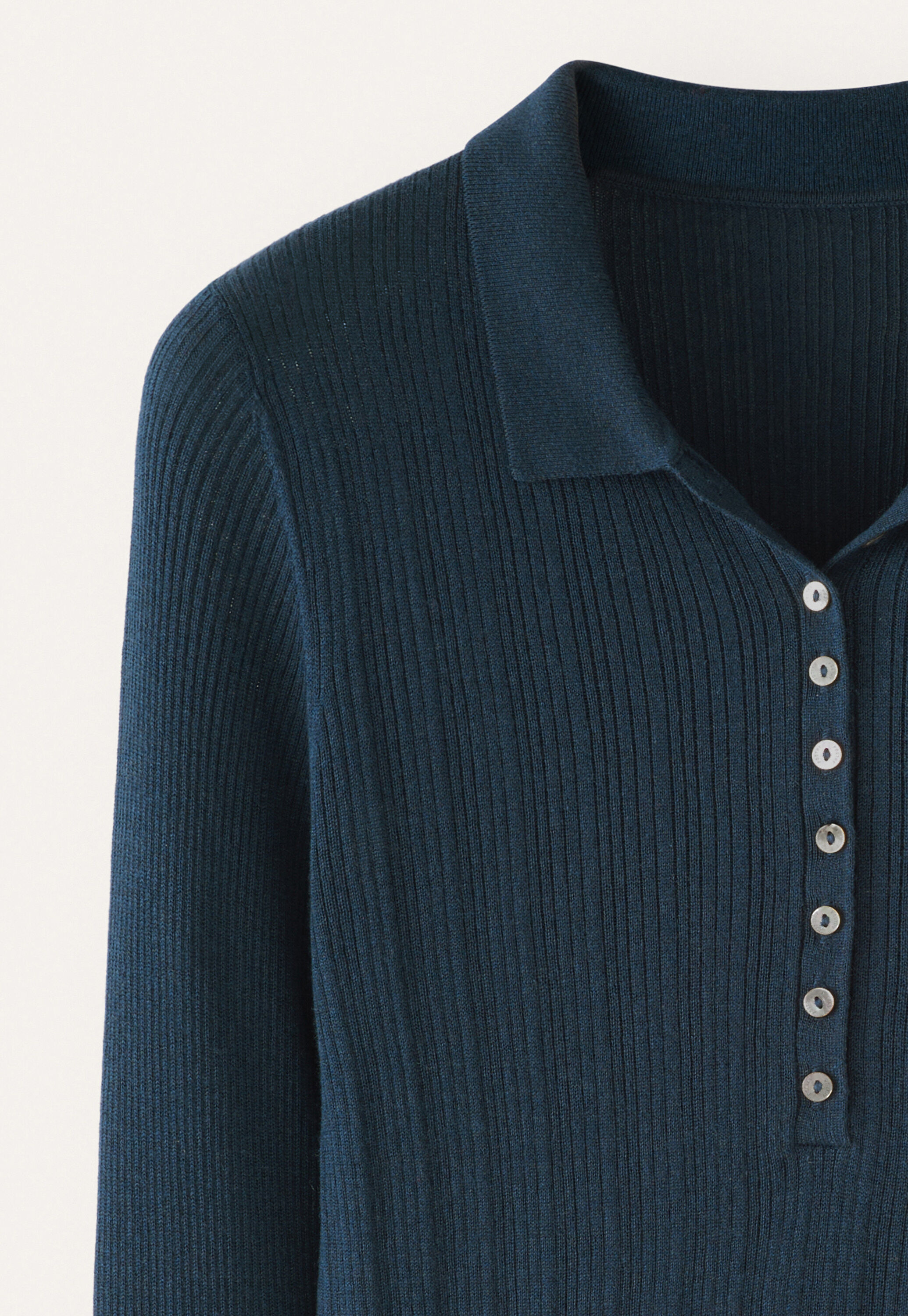 Gerippter Polo-Pullover, Dunkles Petrol, large
