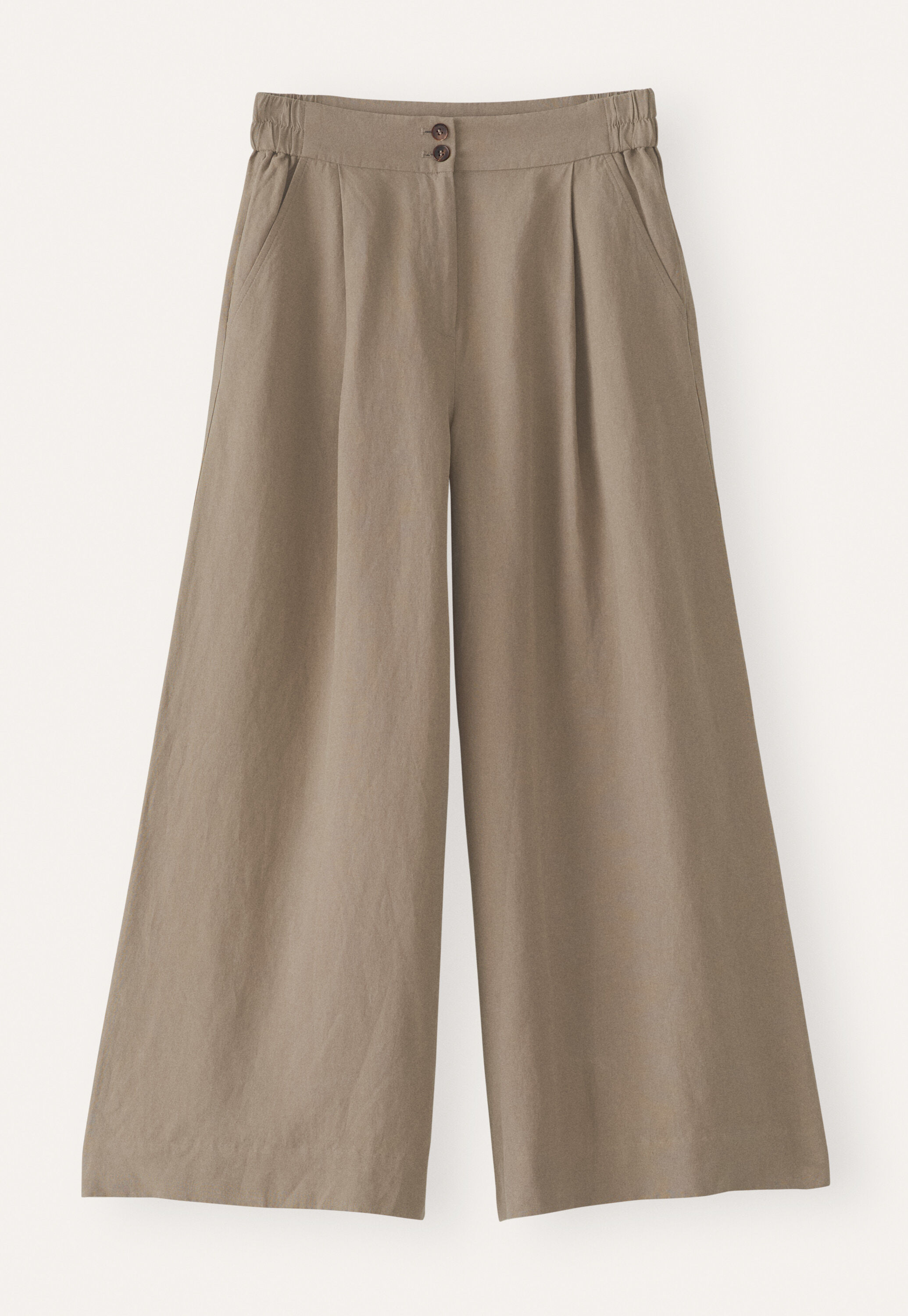Weite, k&uuml;rzere Hose, Taupe-Braun, large