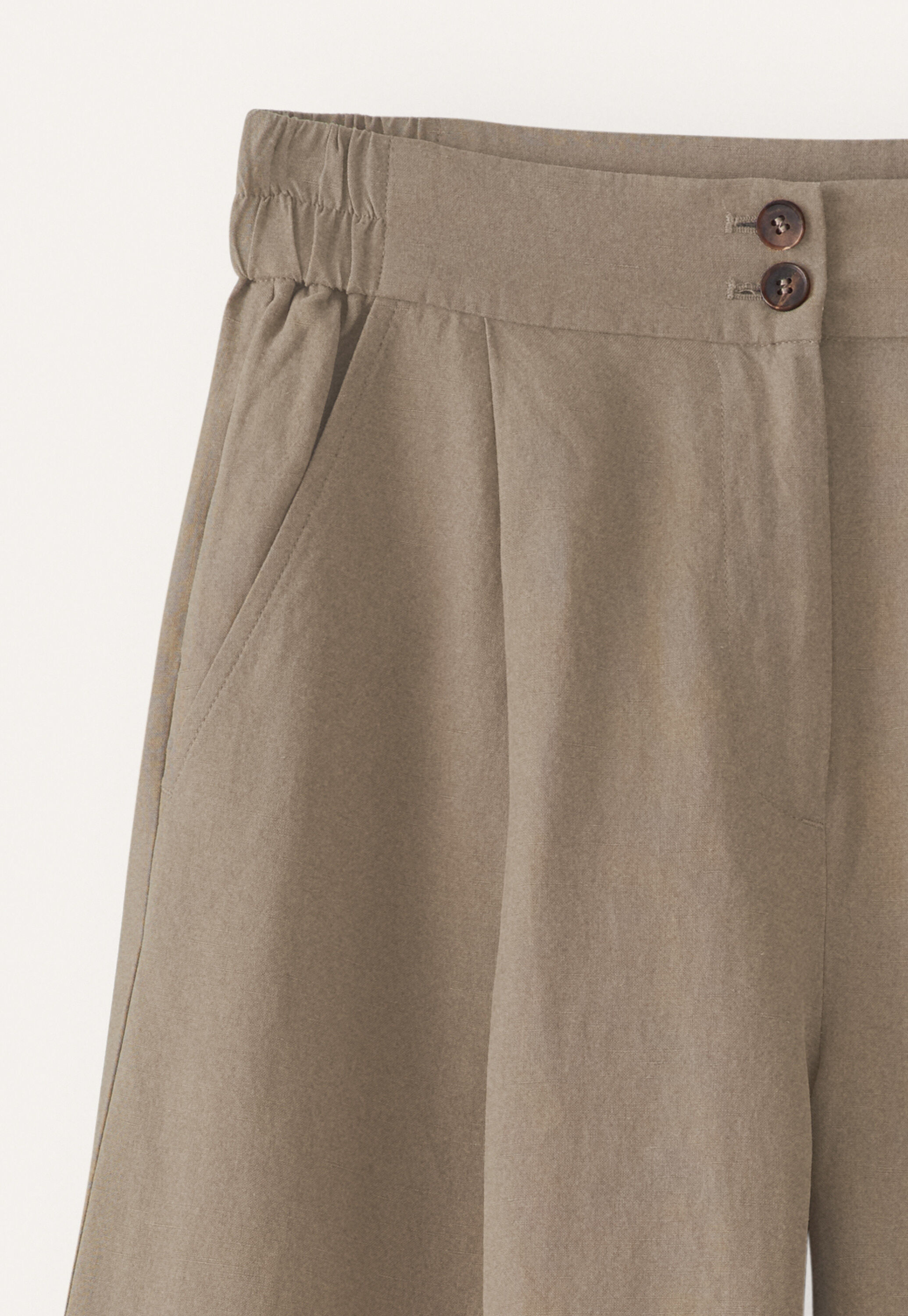 Weite, k&uuml;rzere Hose, Taupe-Braun, large