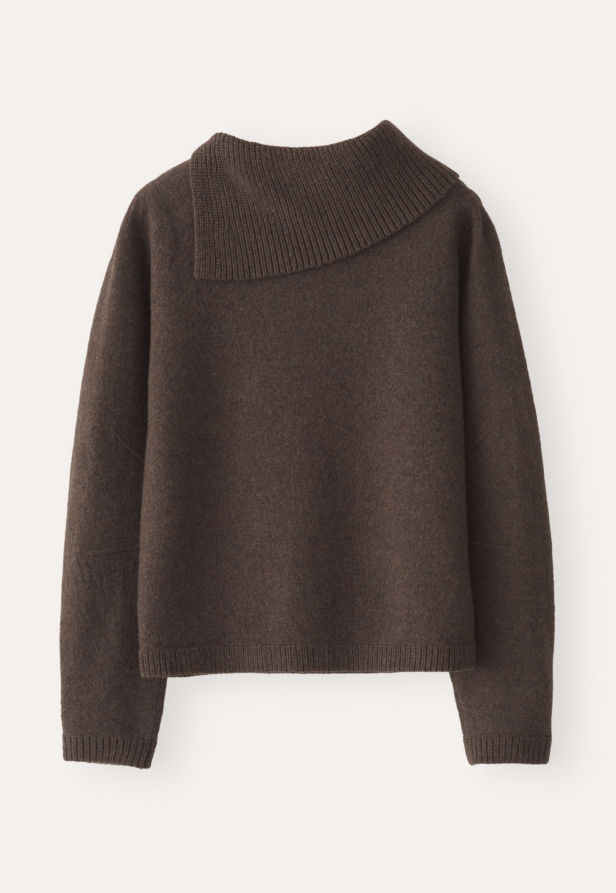 Pullover mit Schlitzkragen, Dunkelbraun, large