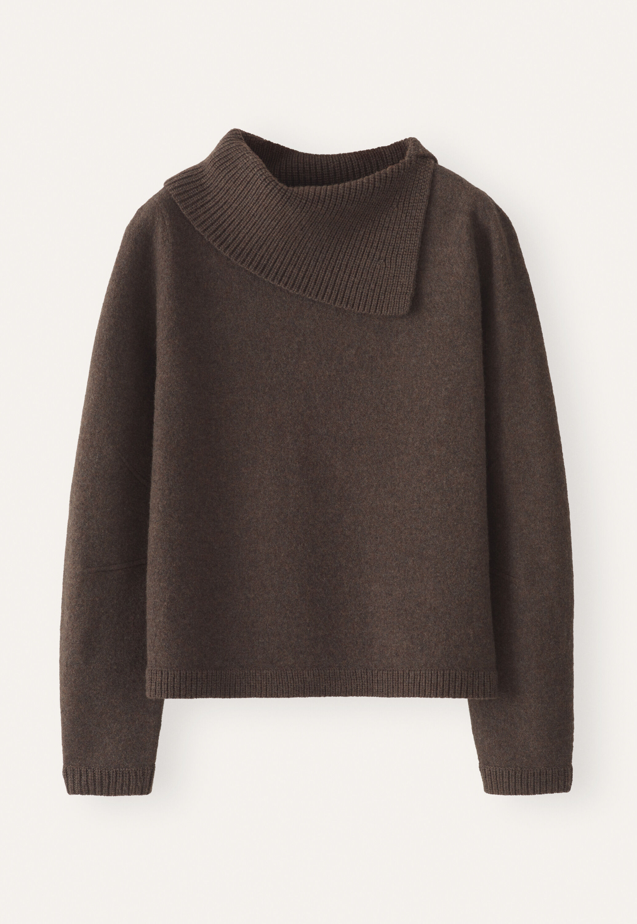 Pullover mit Schlitzkragen, Dunkelbraun, large