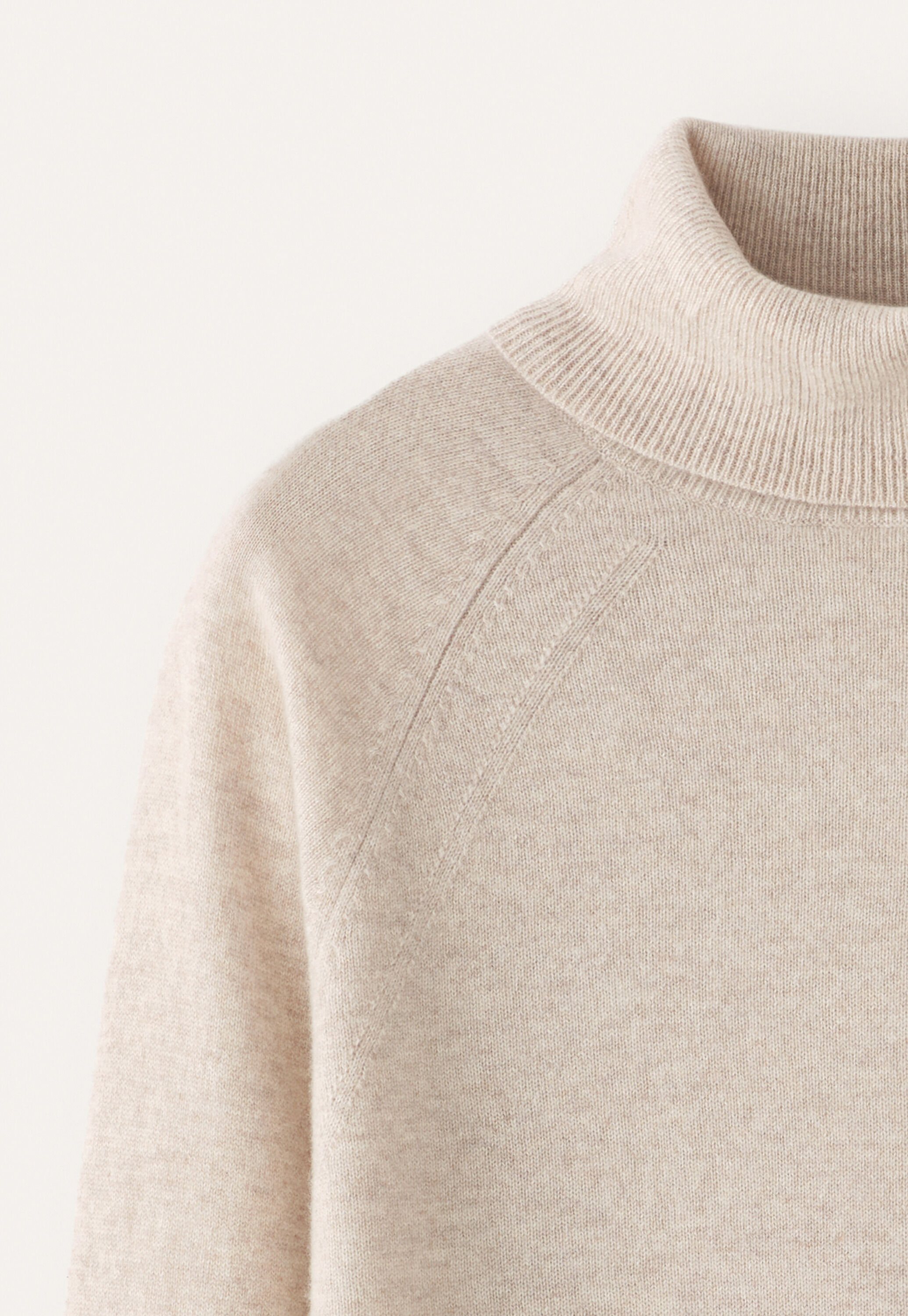 Rollkragenpullover, Ecru/Rehbraun, large
