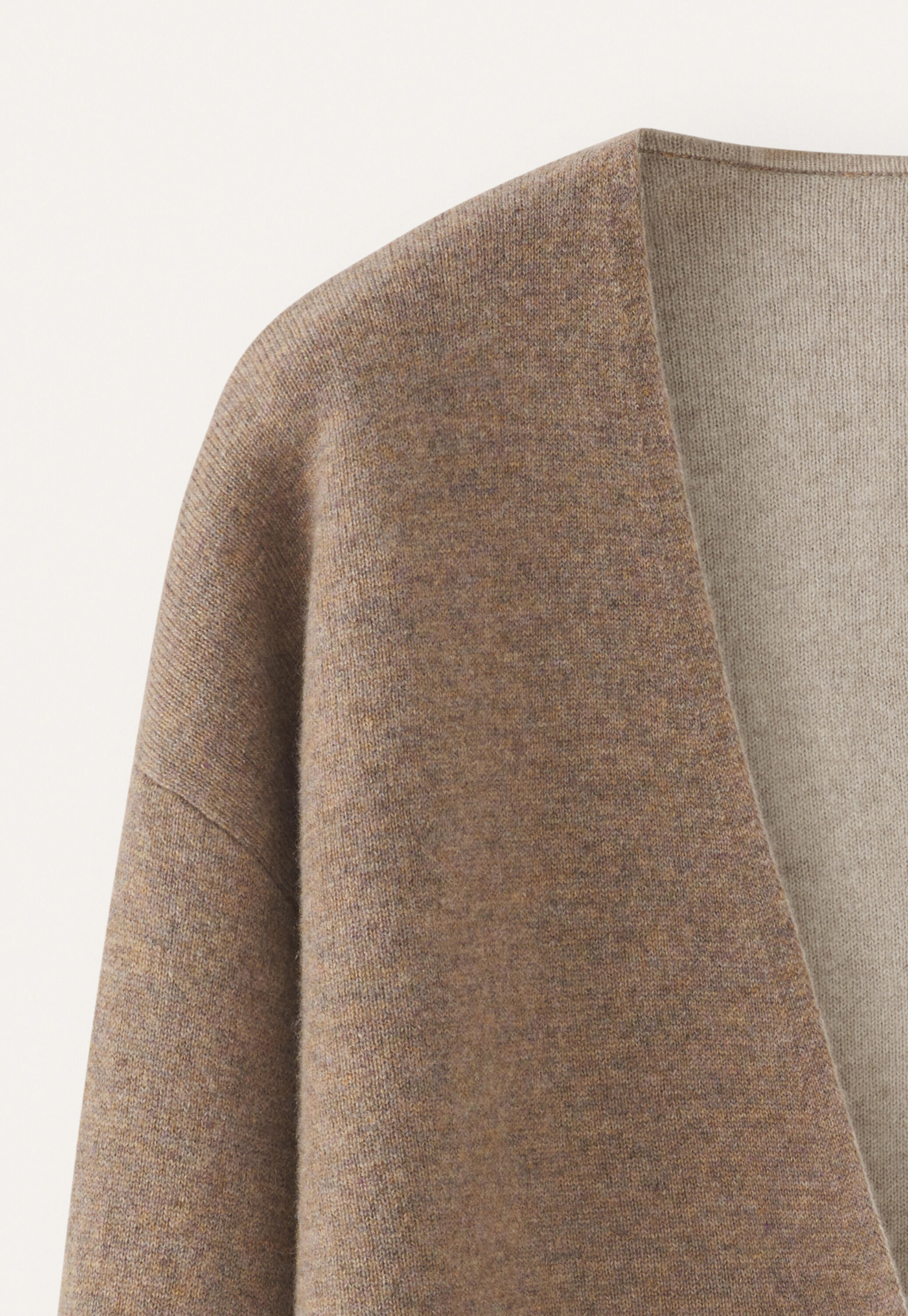 Zweifarbiger Doppelstrick-Cardigan, Latte, large