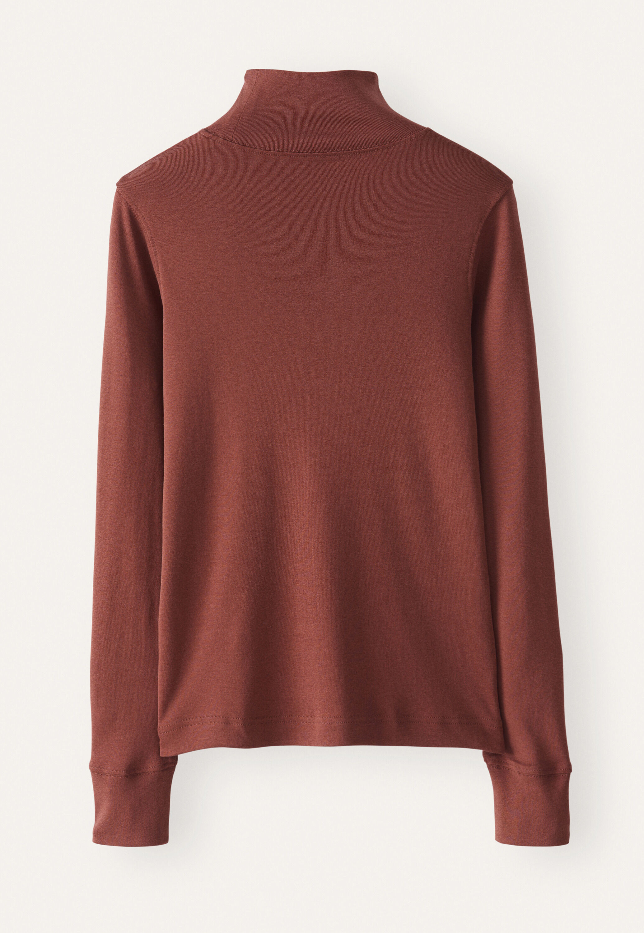 Jersey-Oberteil mit Stehkragen, Dunkles Kupfer, large
