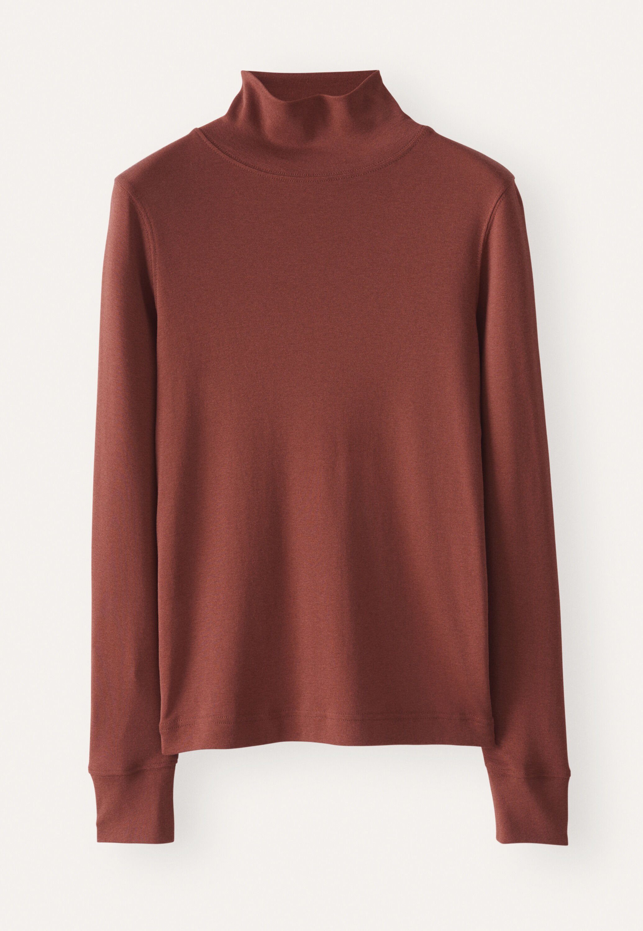 Jersey-Oberteil mit Stehkragen, Dunkles Kupfer, large