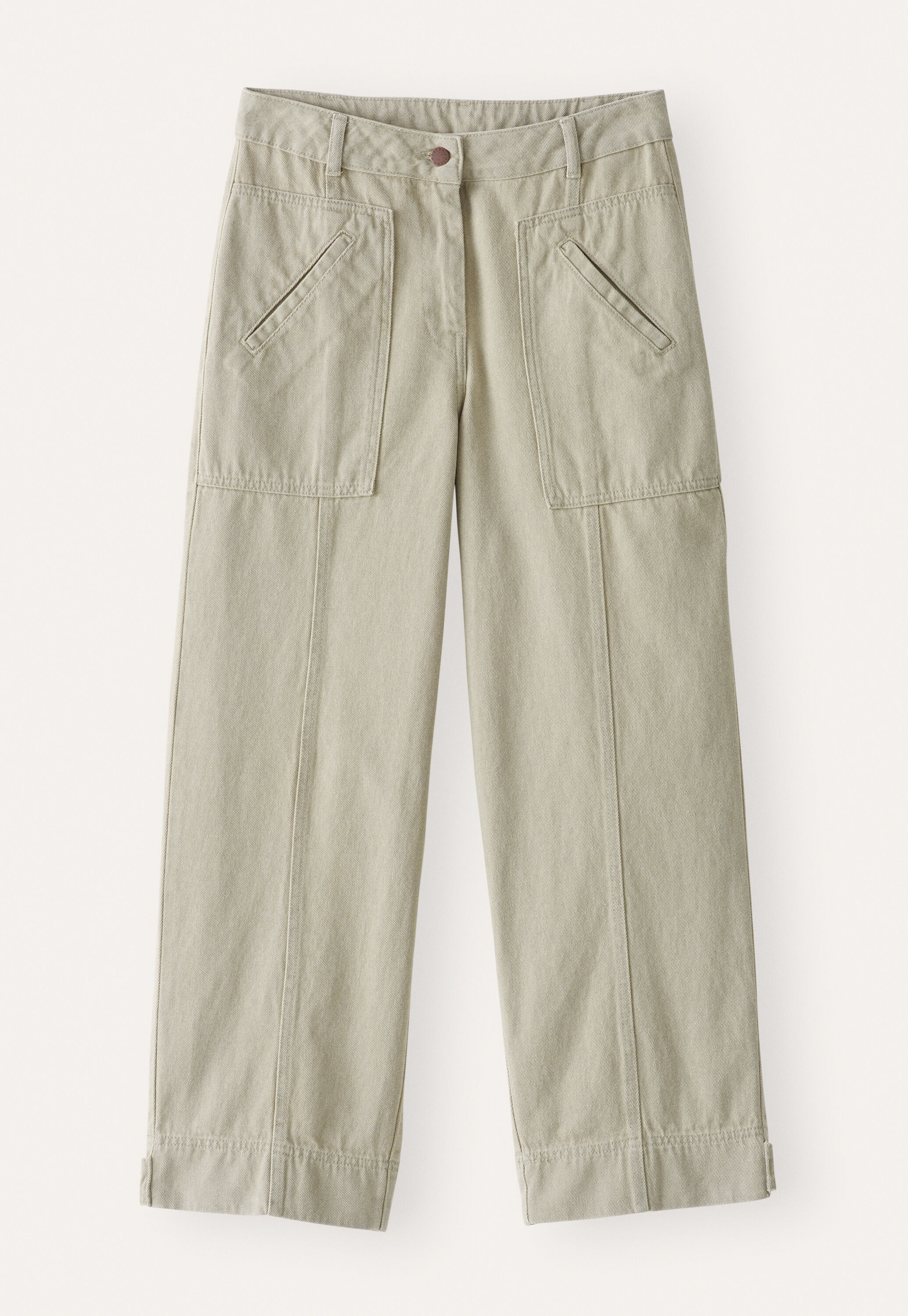 K&uuml;rzere Hose mit Nahtdetail, Salbeigrau, large