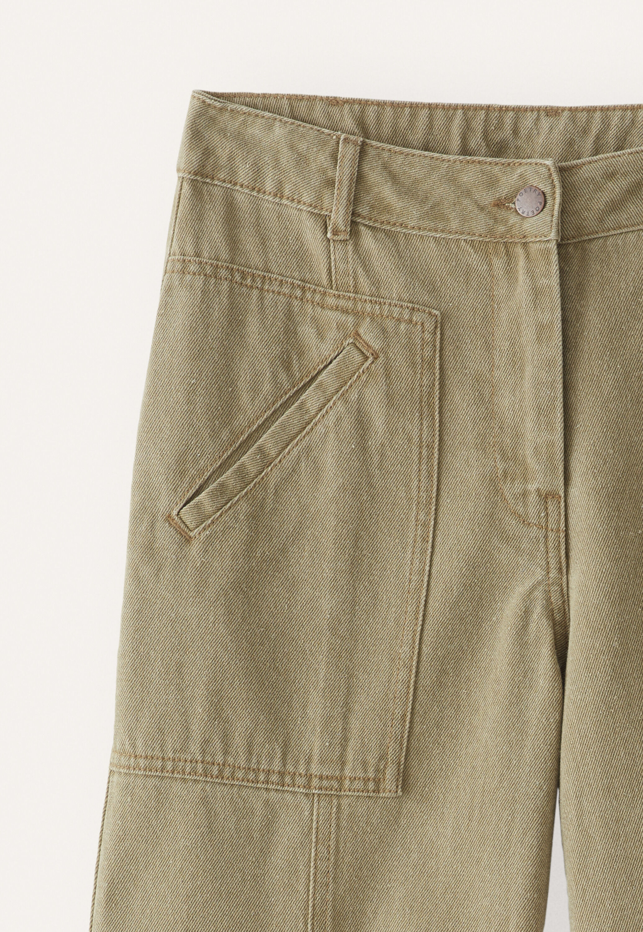 K&uuml;rzere Hose mit Nahtdetail, Dunkles Oliv, large