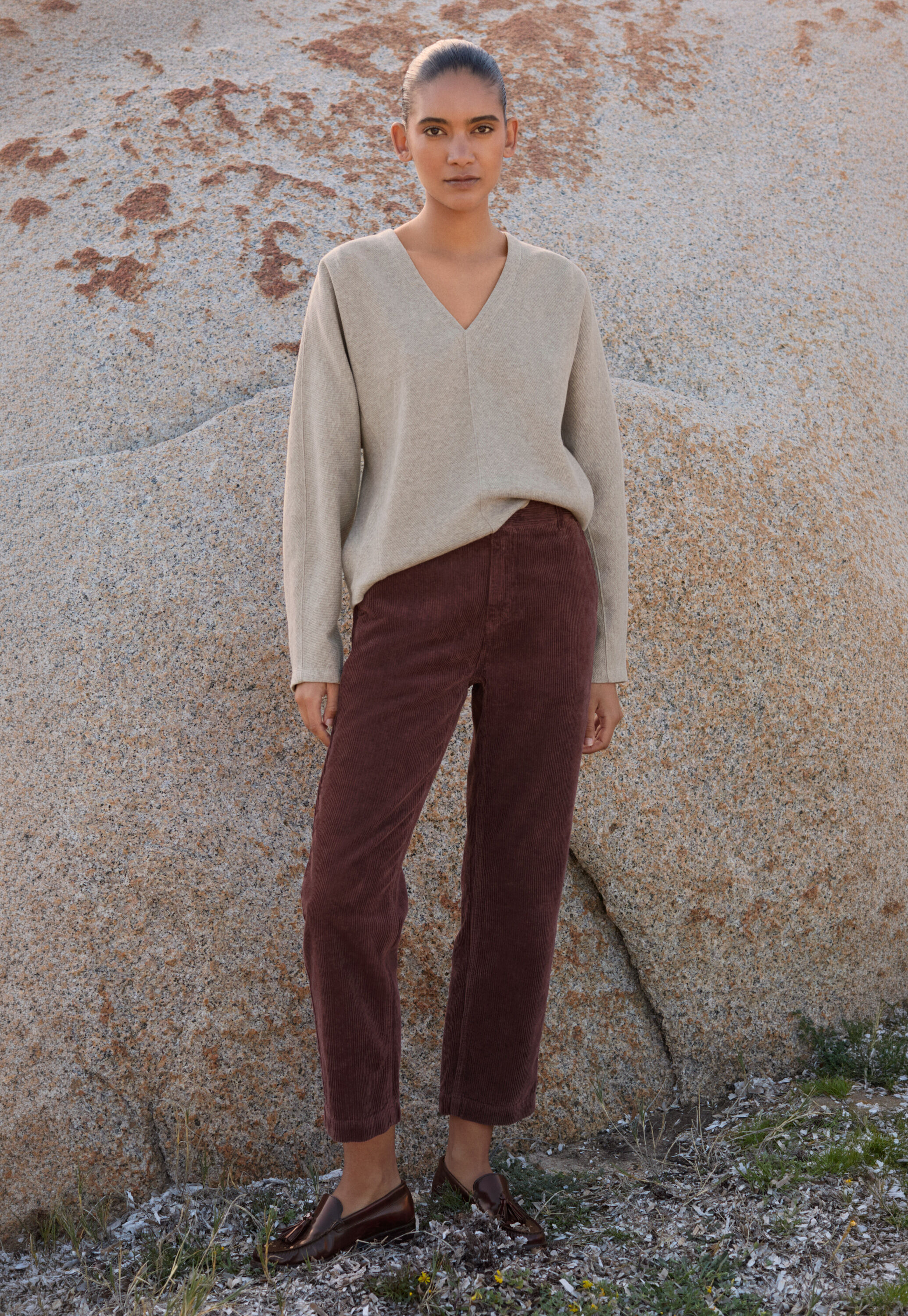 Schmale, k&uuml;rzere Hose, Zartes Aubergine, large