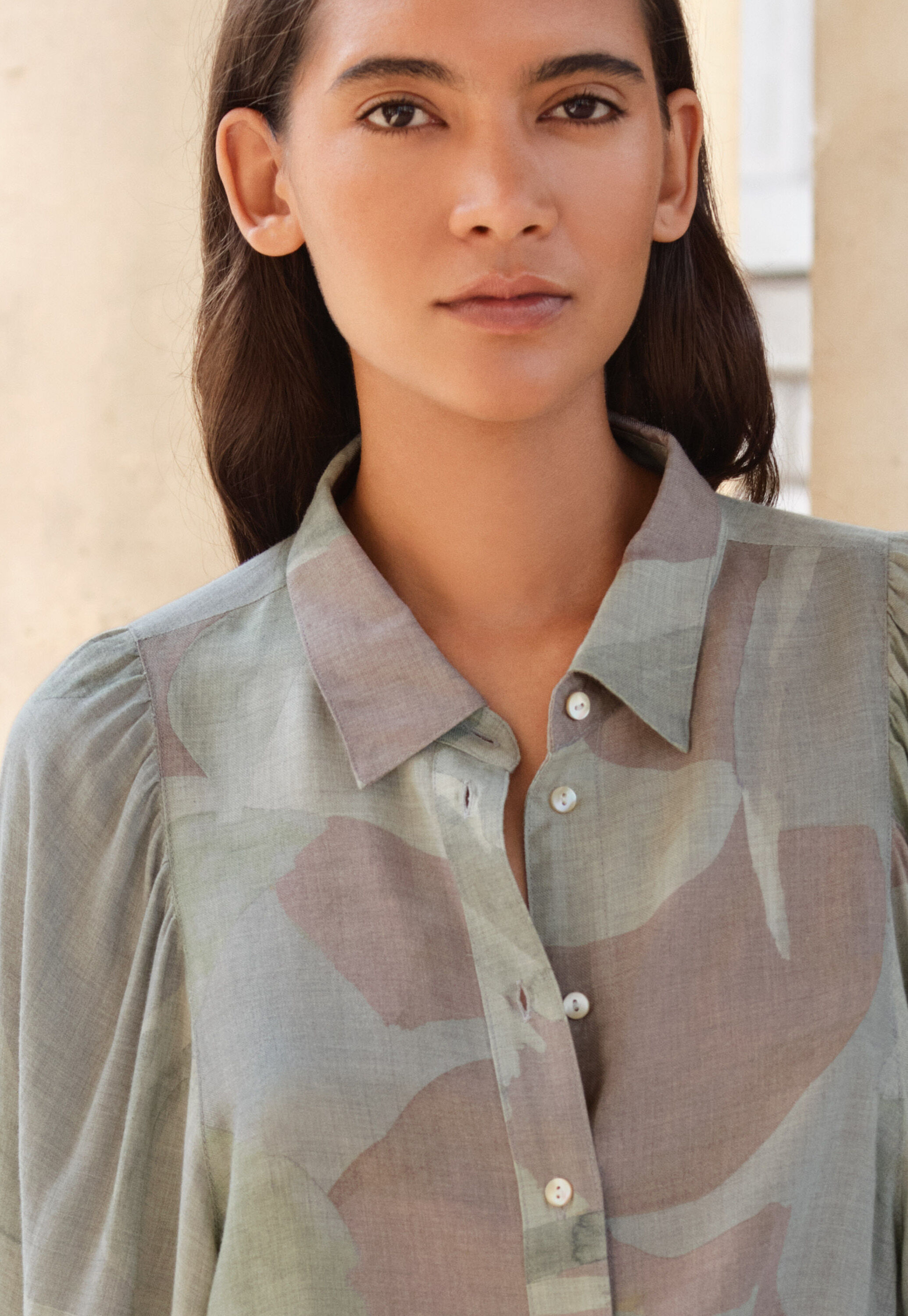 Bedruckte Bluse, Grau/Rosa, large