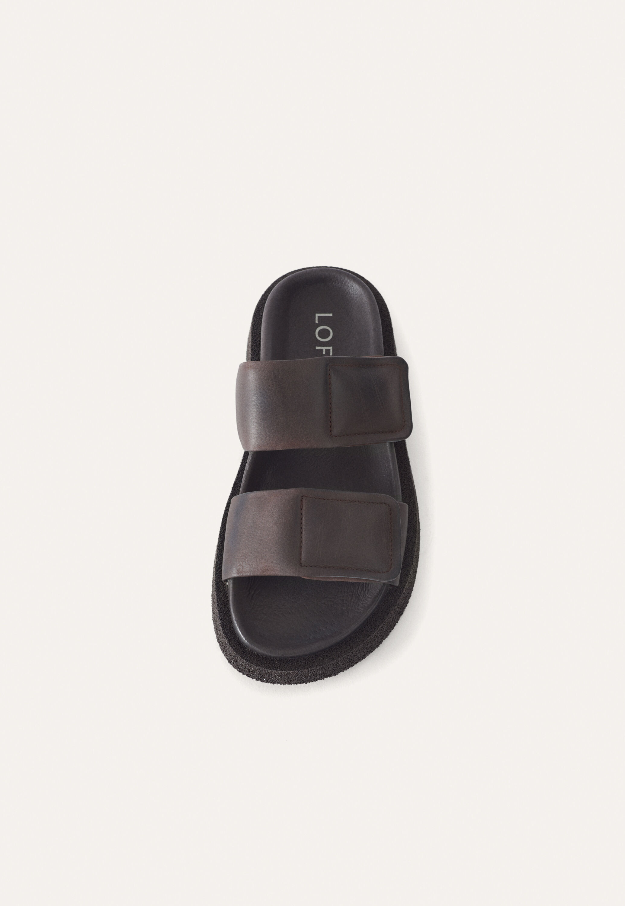 Klobige Sandalen mit Klettverschlussriemen, Schokolade, large
