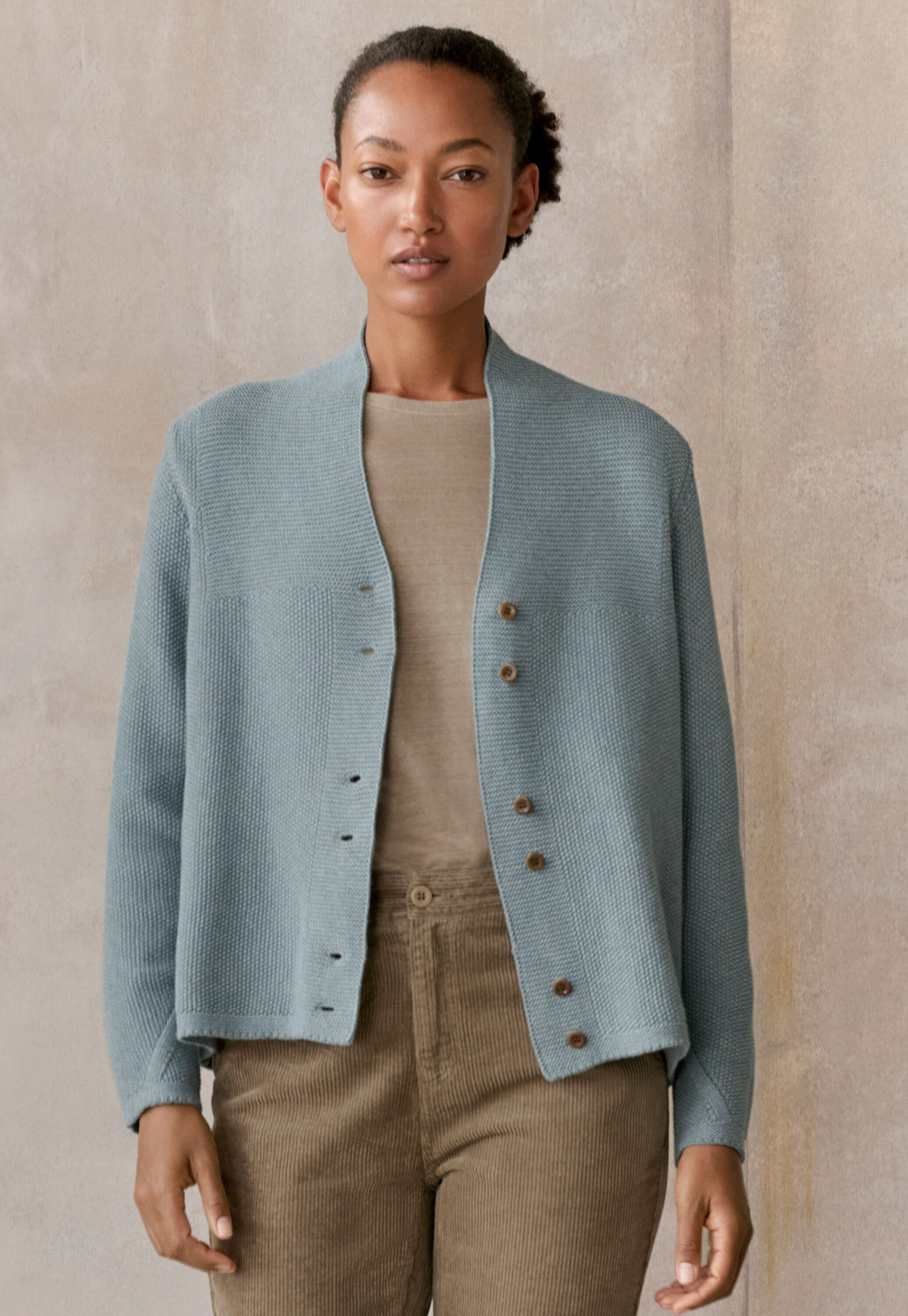 Cardigan mit Knopfleiste, Aqua/Denim, large