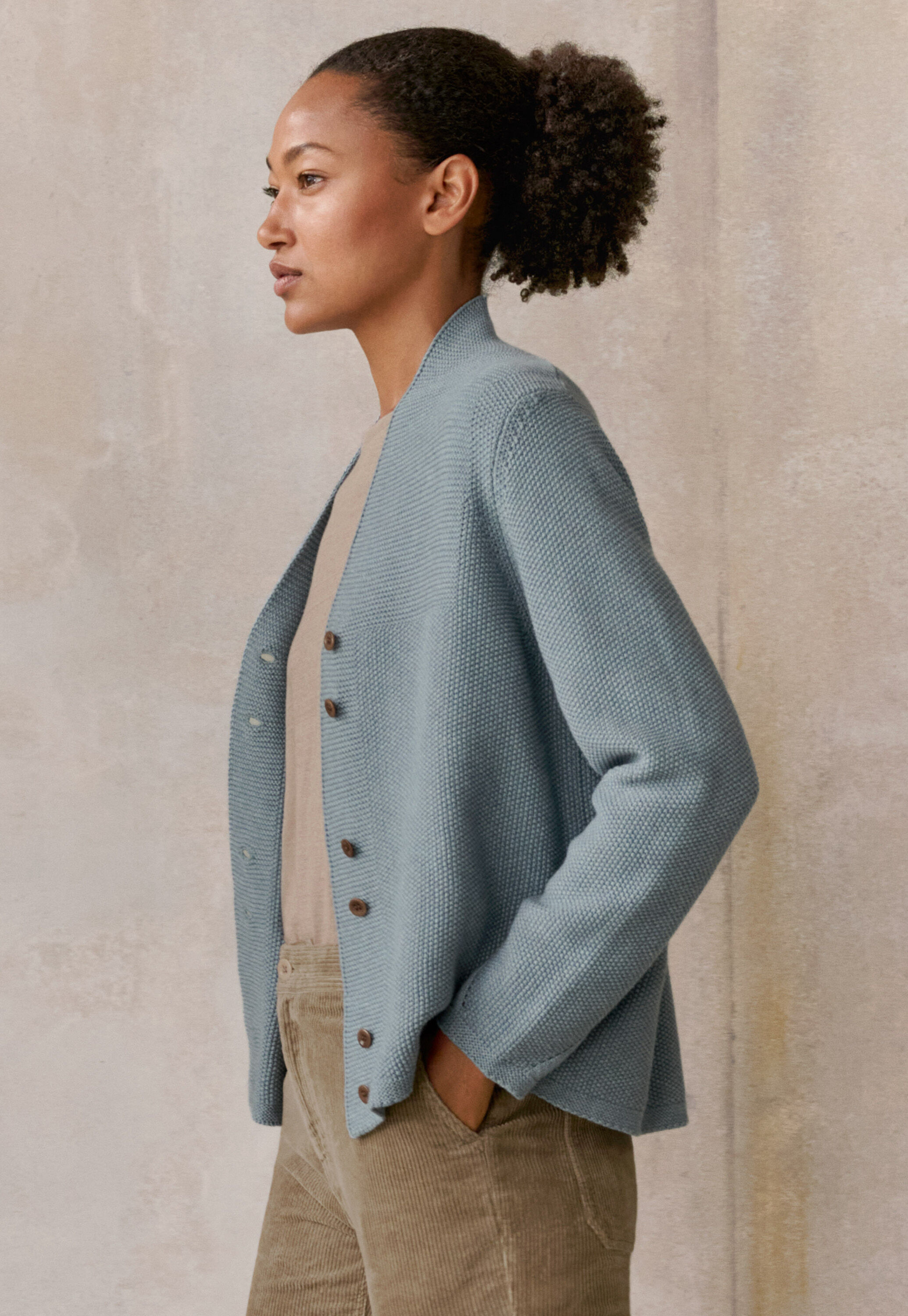 Cardigan mit Knopfleiste, Aqua/Denim, large