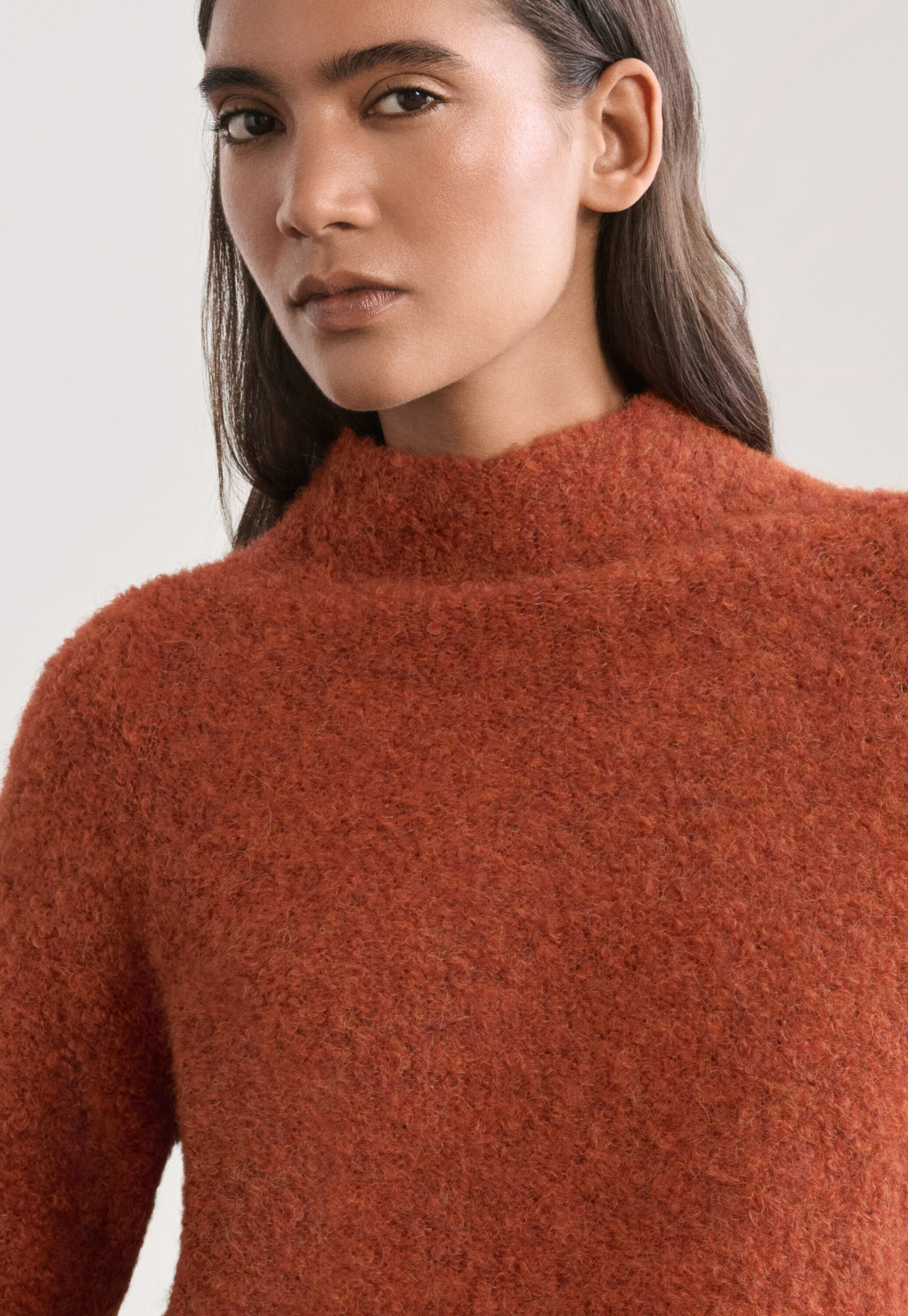 Pullover mit Trichterkragen, Rostorange, large