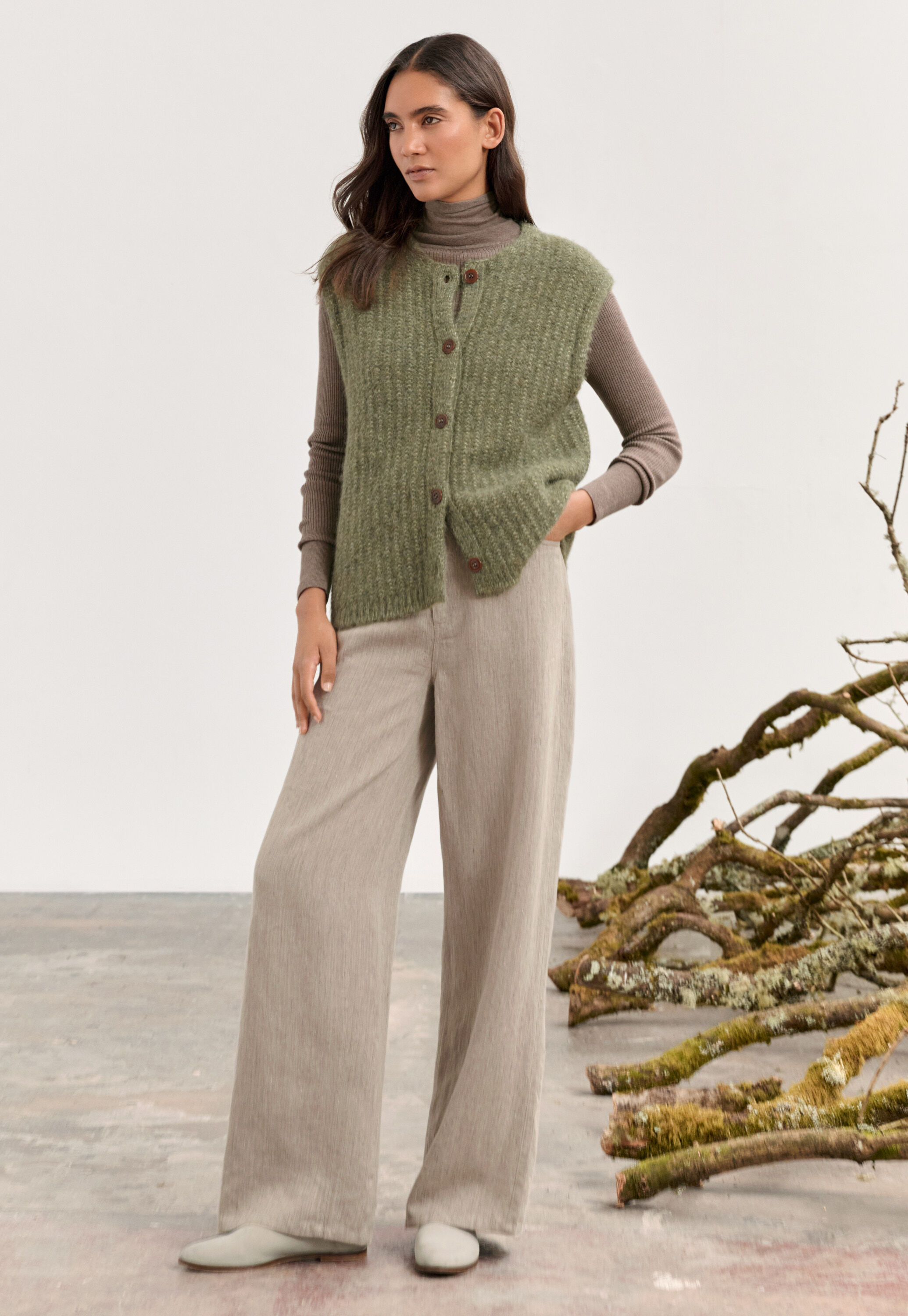 Gerippter Pullover, Haferbeige, large