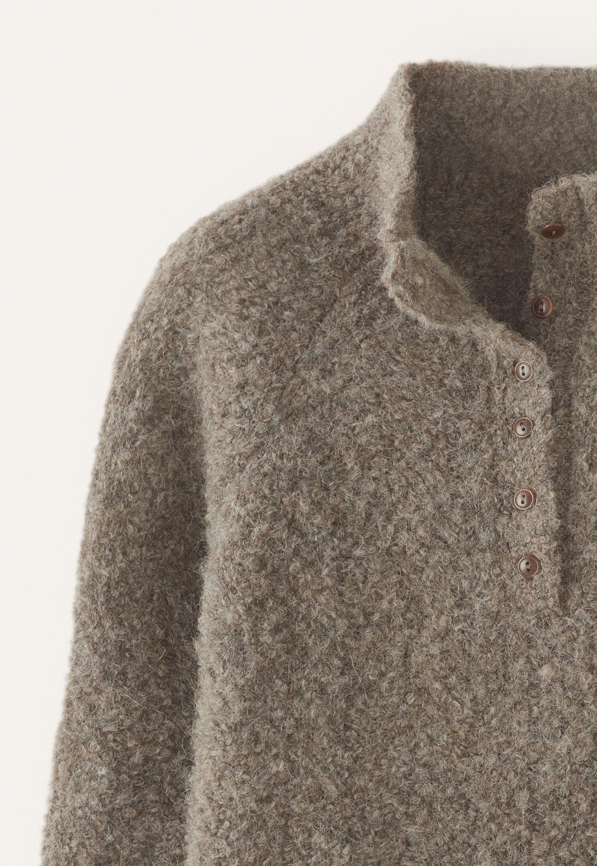 Pullover mit gekn&ouml;pftem Kragen, Dunkles Taupe, large