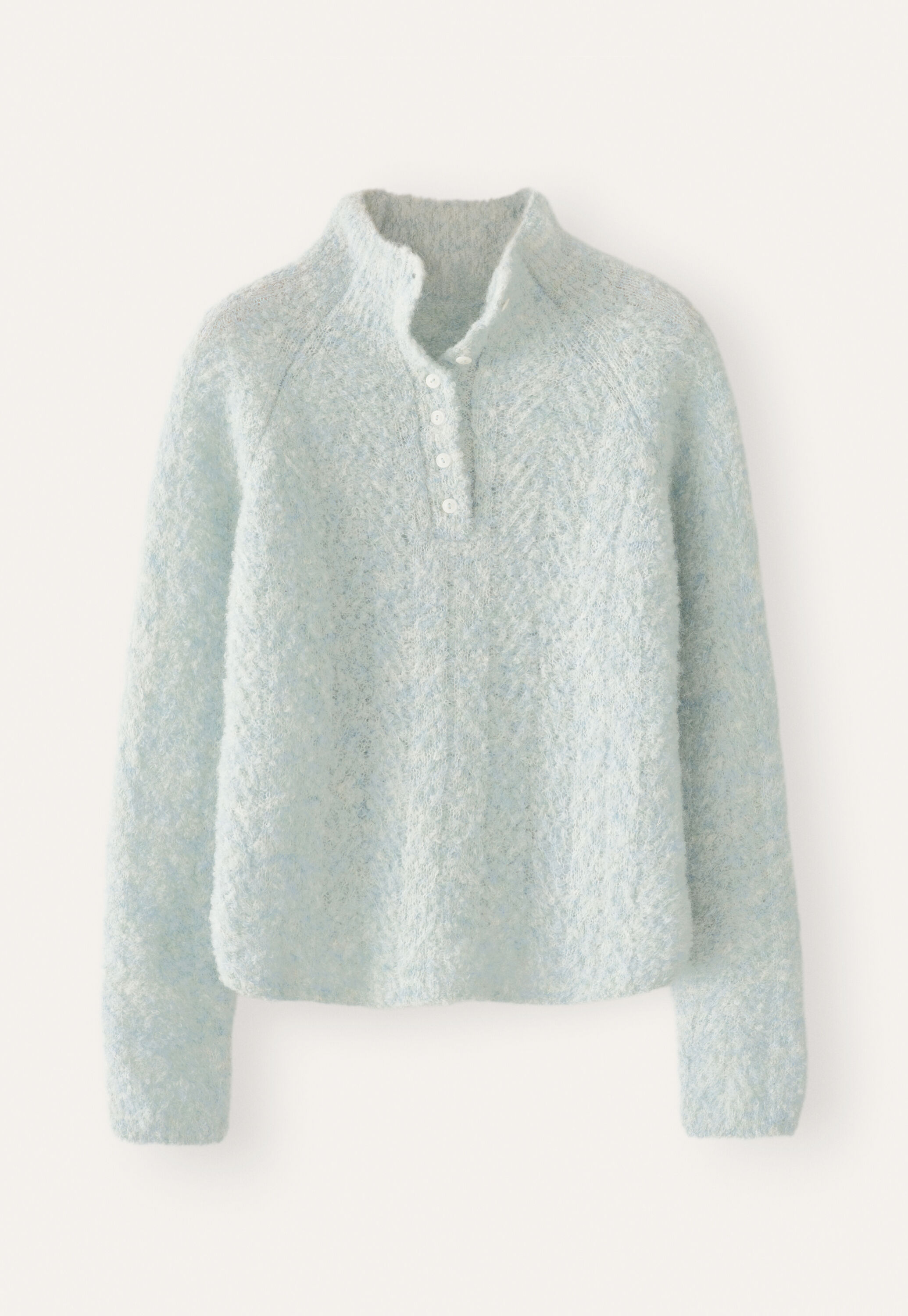 Pullover mit gekn&ouml;pftem Kragen, Blasses Aqua, large
