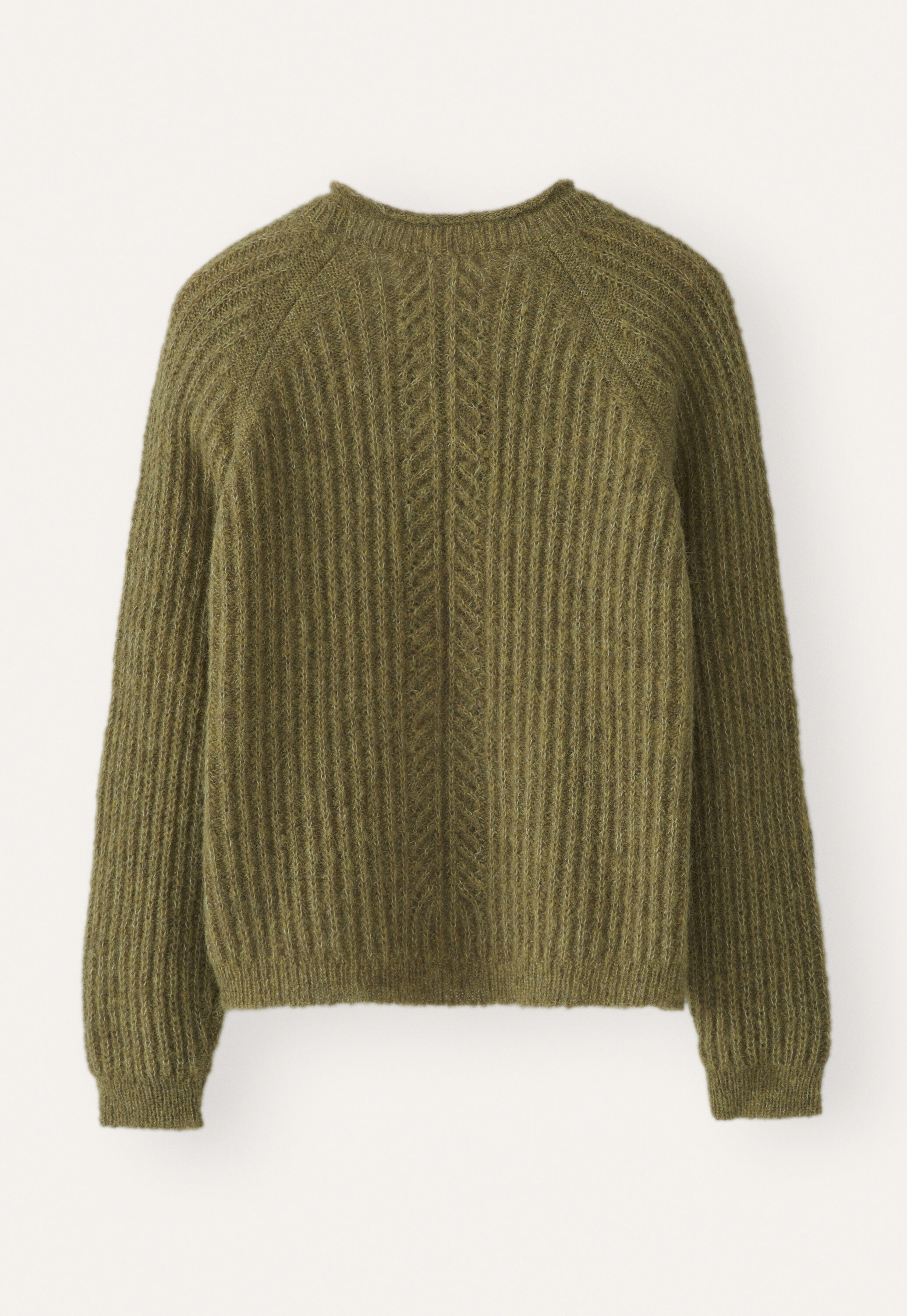 Ripppullover mit Rundhalsausschnitt, Olivgr&uuml;n, large