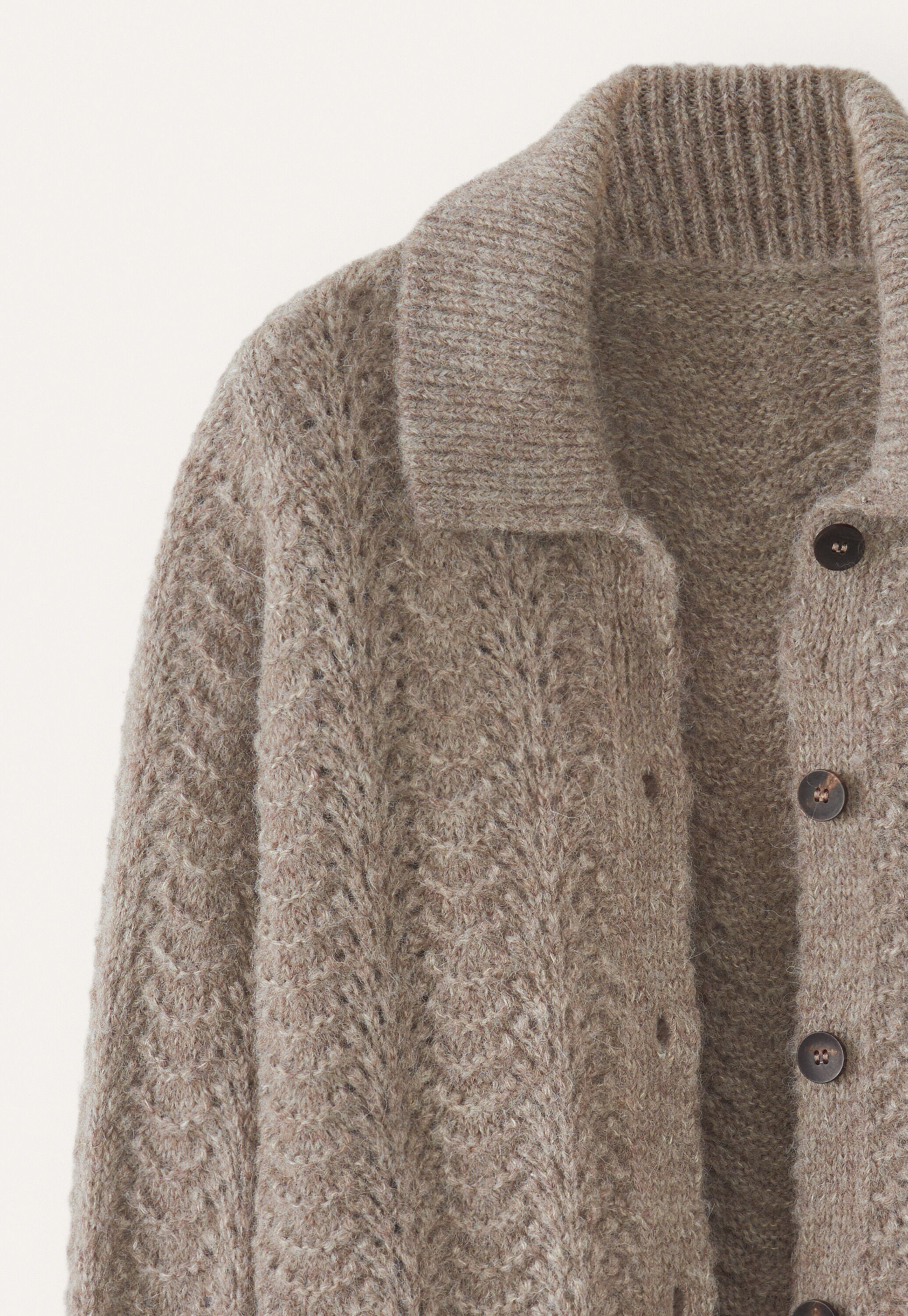 Pointelle-Cardigan, Taupe-Braun, large