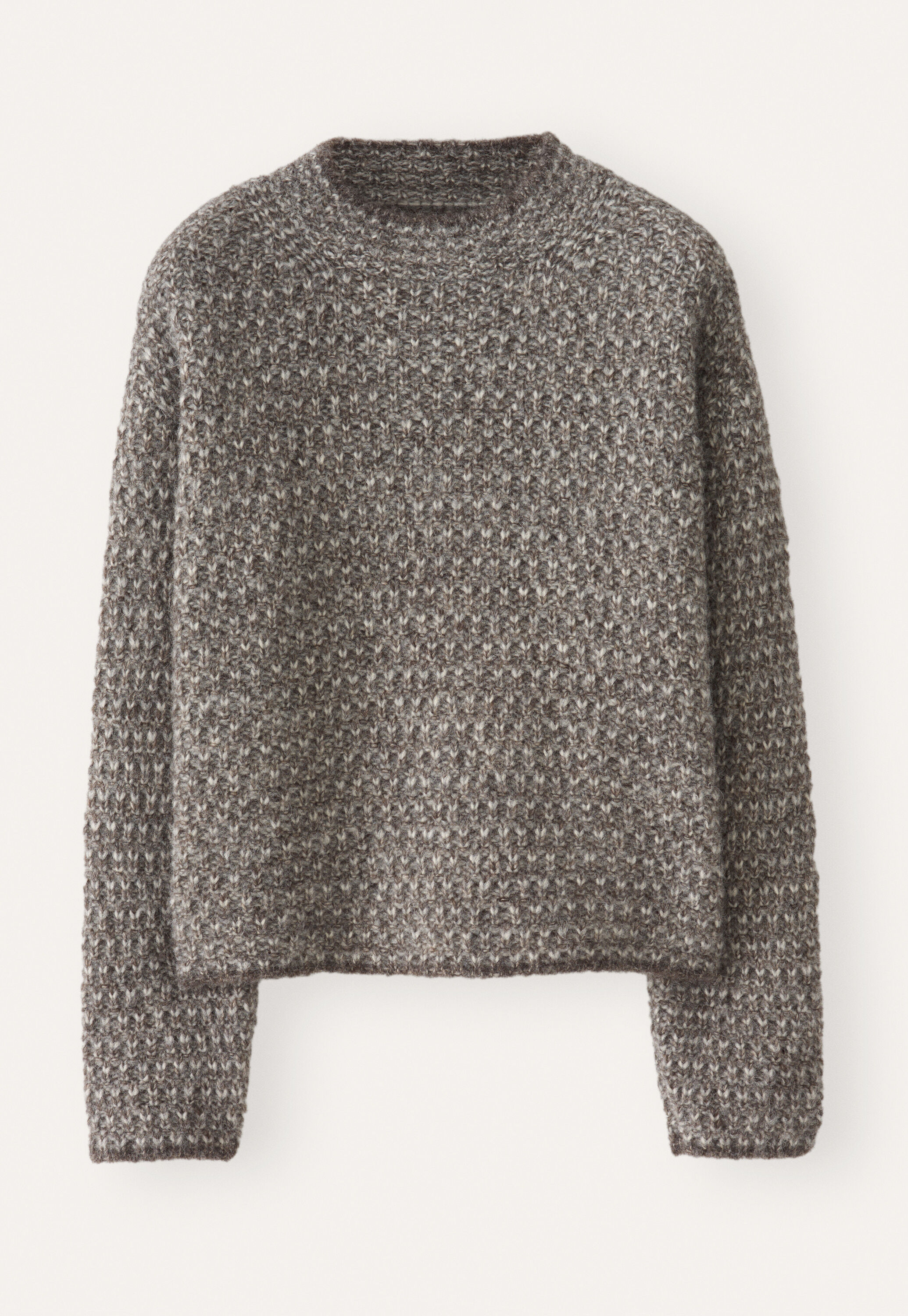 Gemusterter Strickpullover, Graubraun, large