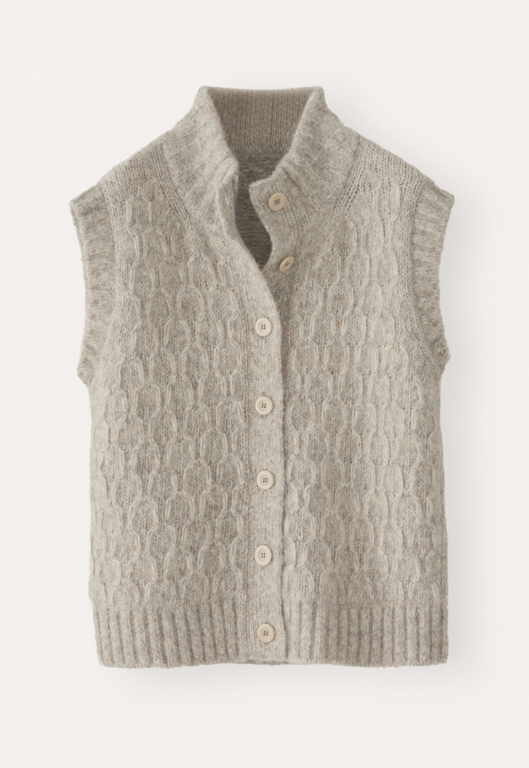 Wabenmuster-Pullover, Rehbraun-Grau, large